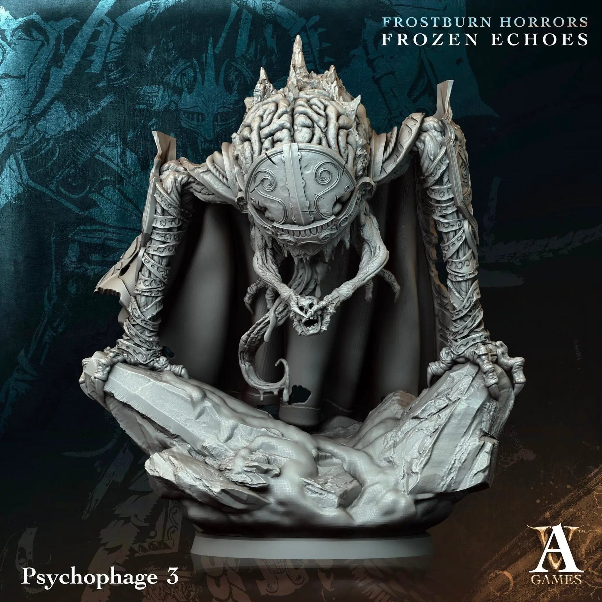 3D printed Psychophages miniatures by Last Hope Miniatures for Archvillain Games, detailed models with intricate designs.