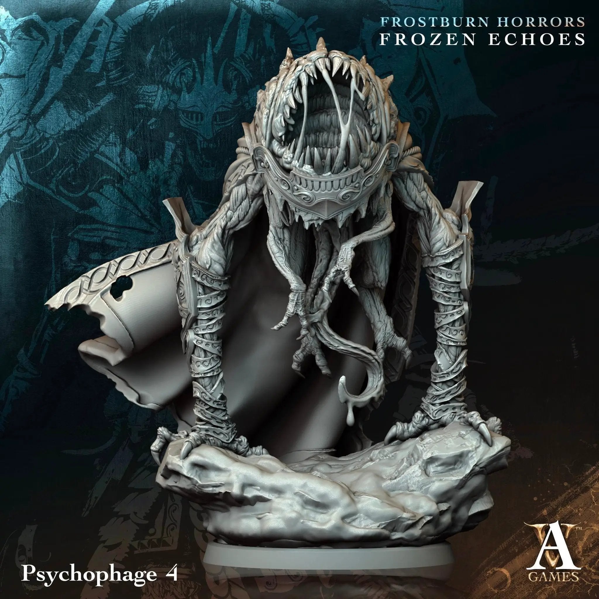 3D printed Psychophages miniatures by Last Hope Miniatures for Archvillain Games, featuring detailed monstrous figures.