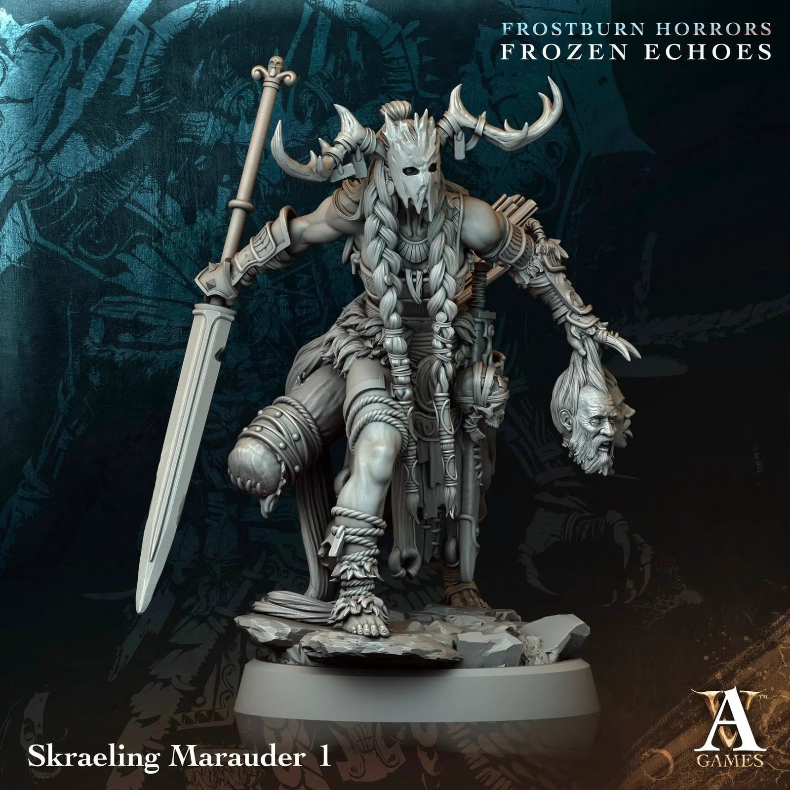 3D printed Skraeling Marauders miniature by Last Hope Miniatures for Archvillain Games, showing detailed fantasy warrior figures.