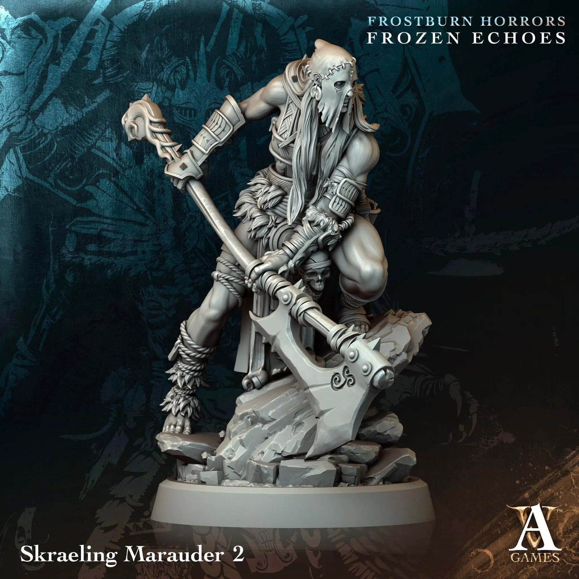 3D printed Skraeling Marauders miniature by Last Hope Miniatures for Archvillain Games, featuring detailed warrior figures.