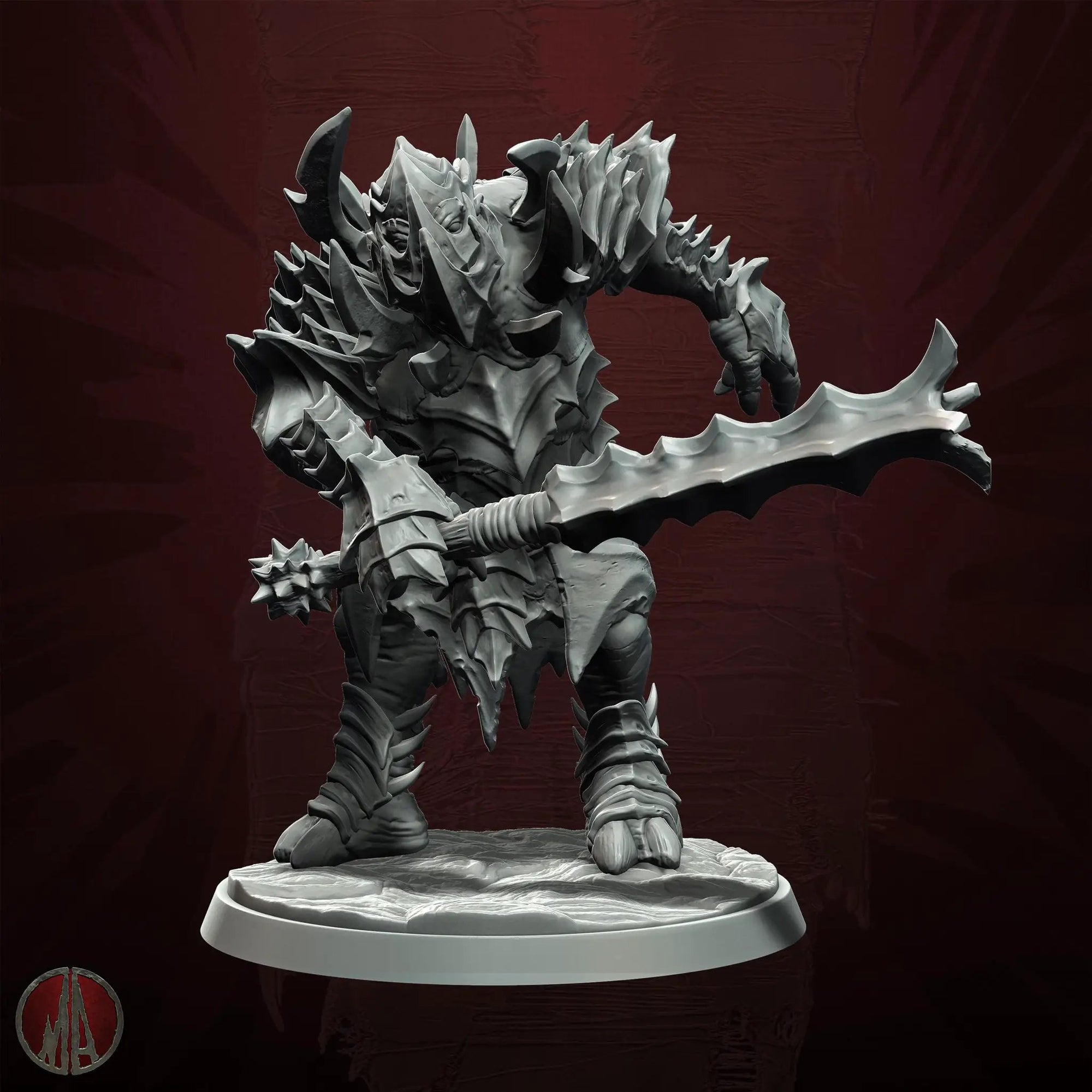 3D printed Troll Warlord miniature by Last Hope Miniatures, featuring detailed sculpting and vibrant paint work.