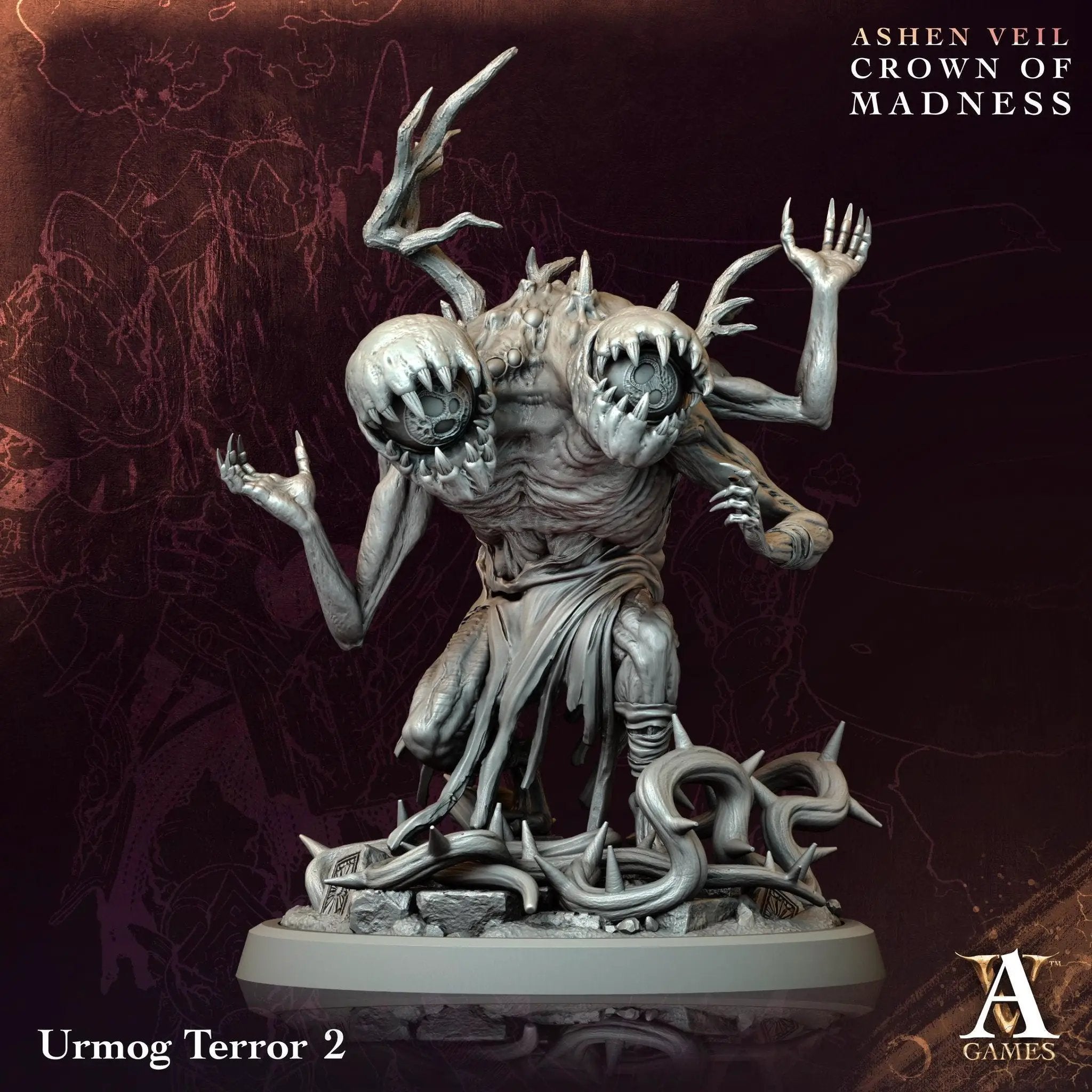 3D printed Urmog Terrors miniature by Last Hope Miniatures for Archvillain Games, featuring detailed monstrous figures.