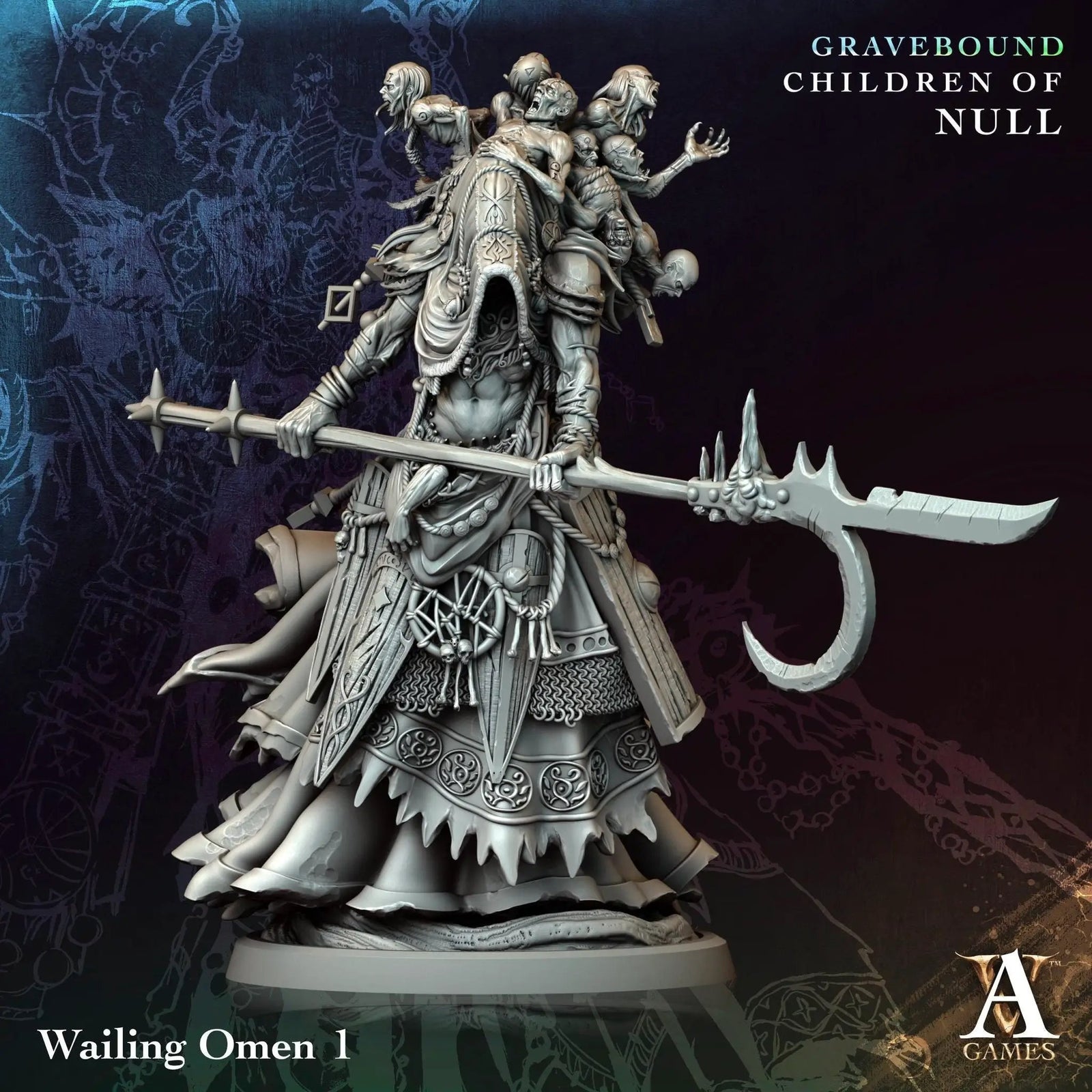 3D printed Wailing Omens miniature by Last Hope Miniatures for Archvillain Games, showcasing detailed sculpt with ominous design.