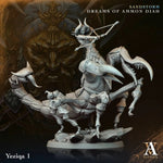 3D printed Yeziqa miniature by Last Hope Miniatures for Archvillain Games, detailed model with intricate design and textures.