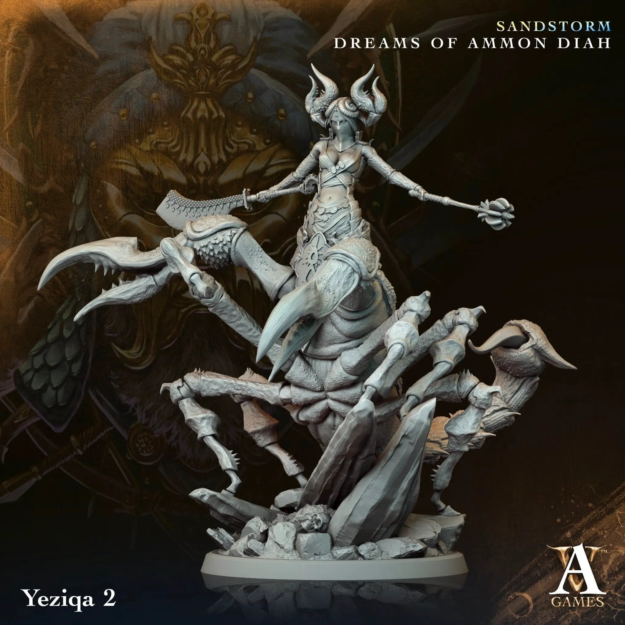 3D printed Yeziqa miniature by Last Hope Miniatures, featuring detailed design from Archvillain Games in high-quality print.