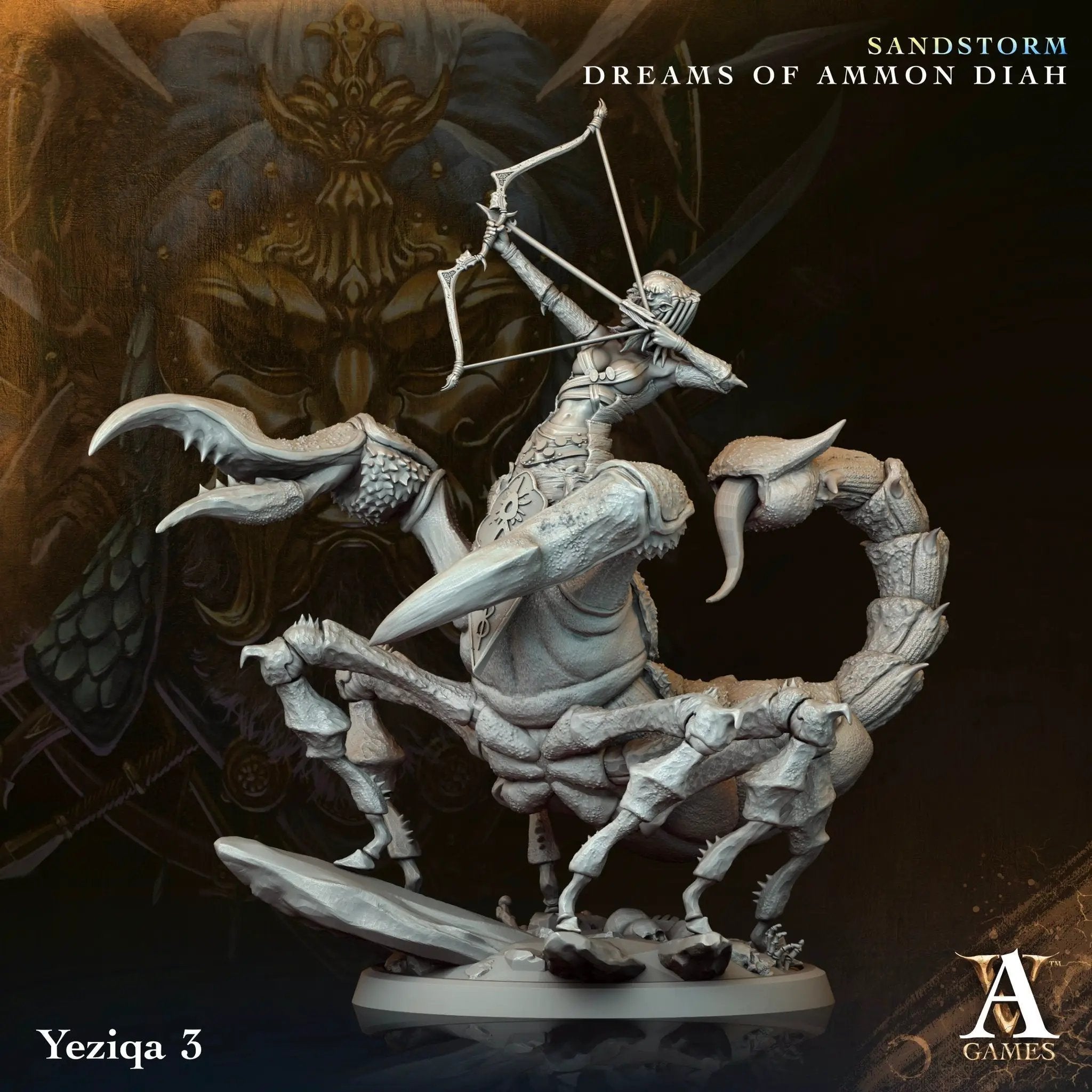 3D printed Yeziqa miniature from Last Hope Miniatures by Archvillain Games, showing detailed sculpt with intricate features.