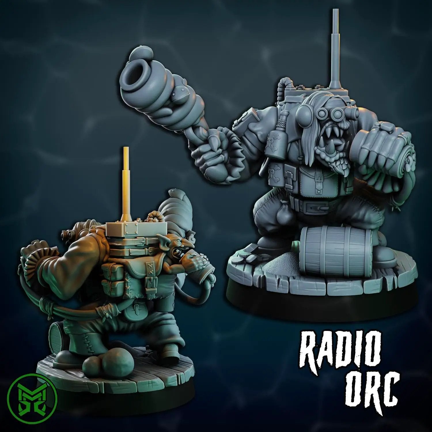 3D printed Ork Commandos miniature by Last Hope Miniatures, detailed green orc soldiers with weapons and tactical gear.