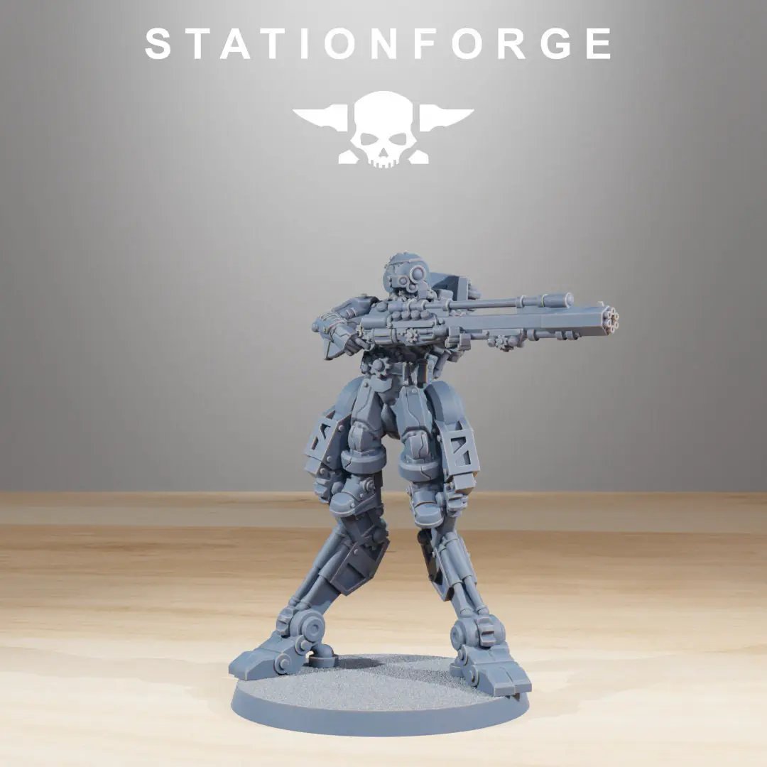 Set of five 3D printed Scavenger Wayfarers miniatures by Last Hope Miniatures for StationForge, detailed 3D printed figures.