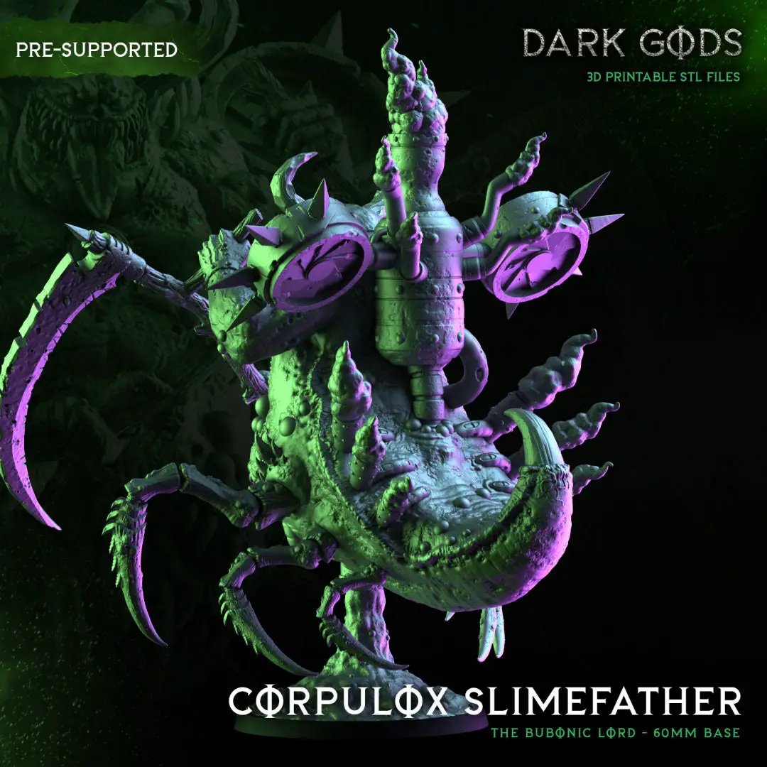 3D printed Corpulox the Slimefather miniature by Last Hope Miniatures from Dark Gods Miniatures, featuring a slime creature with tentacles.