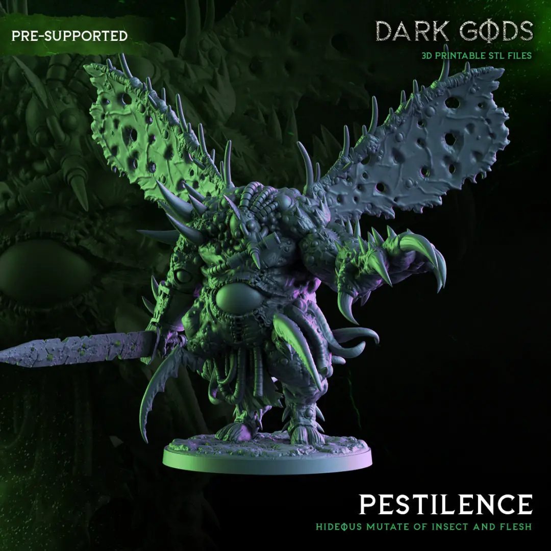 3D printed Pestilence miniature by Dark Gods from Last Hope Miniatures, featuring detailed grotesque pestilence creature design.