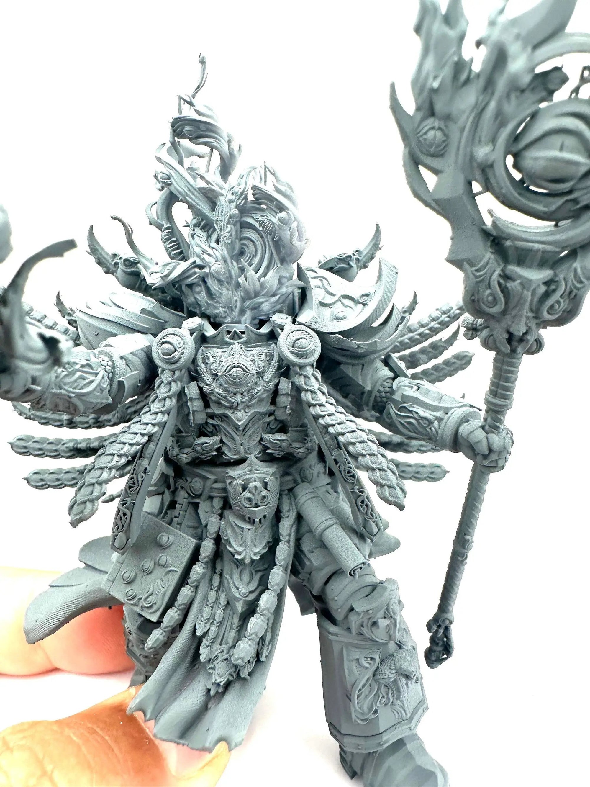 3D Printed Supreme Sorcerer miniature by 3DArtGuy for Last Hope Miniatures, featuring intricate details and dynamic pose.