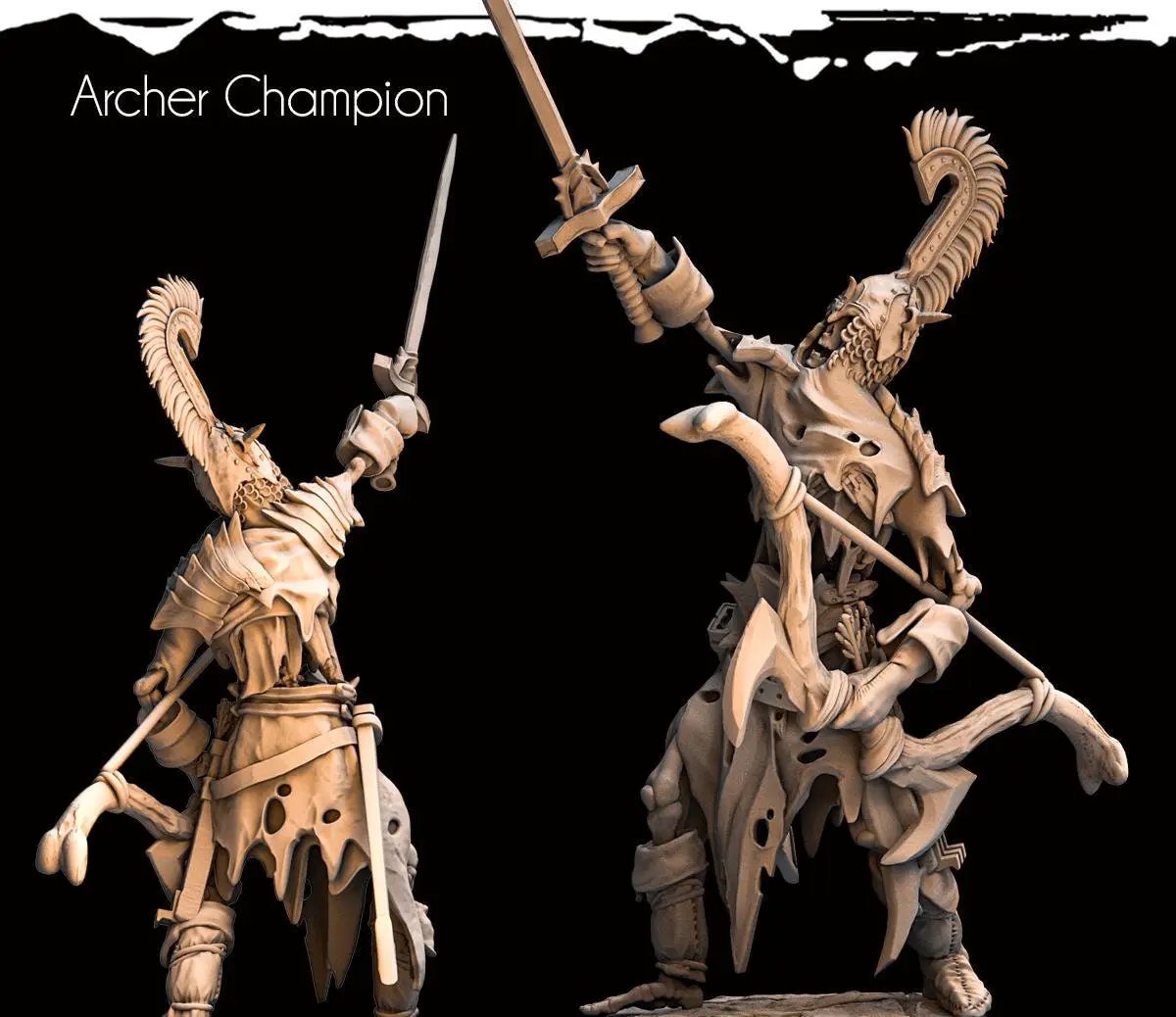 3D printed Archer Champion miniature by Last Hope Miniatures for Monolith Arts, featuring a detailed medieval archer figure.