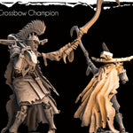 3D printed Crossbow Champion figure by Last Hope Miniatures, designed by Monolith Arts, showing detailed miniature with crossbow and armor.