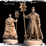 3D printed Death Knight miniature by Last Hope Miniatures, featuring detailed armor and weaponry, on a dark base.