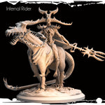 3D printed Infernal Rider miniature by Last Hope Miniatures for Monolith Arts, featuring detailed fiery armor and a fearsome rider on a steed.