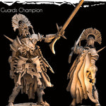 3D printed Skeletal Champion of the Guard miniature by Last Hope Miniatures, featuring detailed skeletal armor and weaponry.