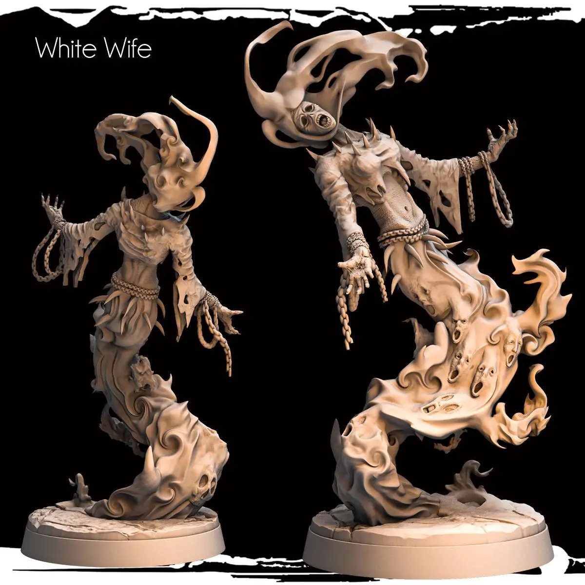 3D printed Wight Wife miniature by Last Hope Miniatures for Monolith Arts, featuring detailed skeletal and undead features.