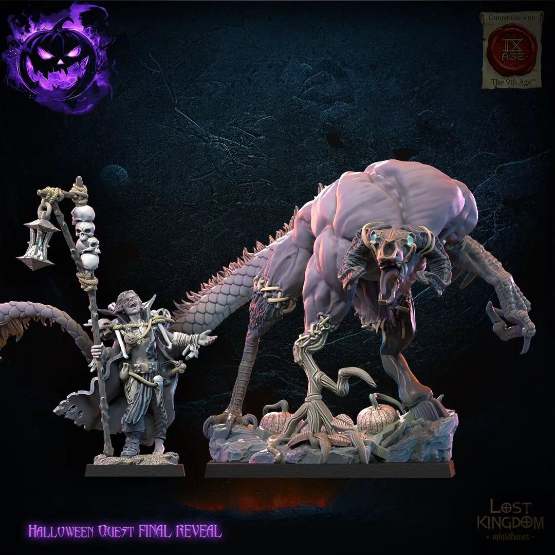 3D printed Warlock and Daemon Familiar miniature by Last Hope Miniatures, detailed fantasy creature for tabletop gaming.