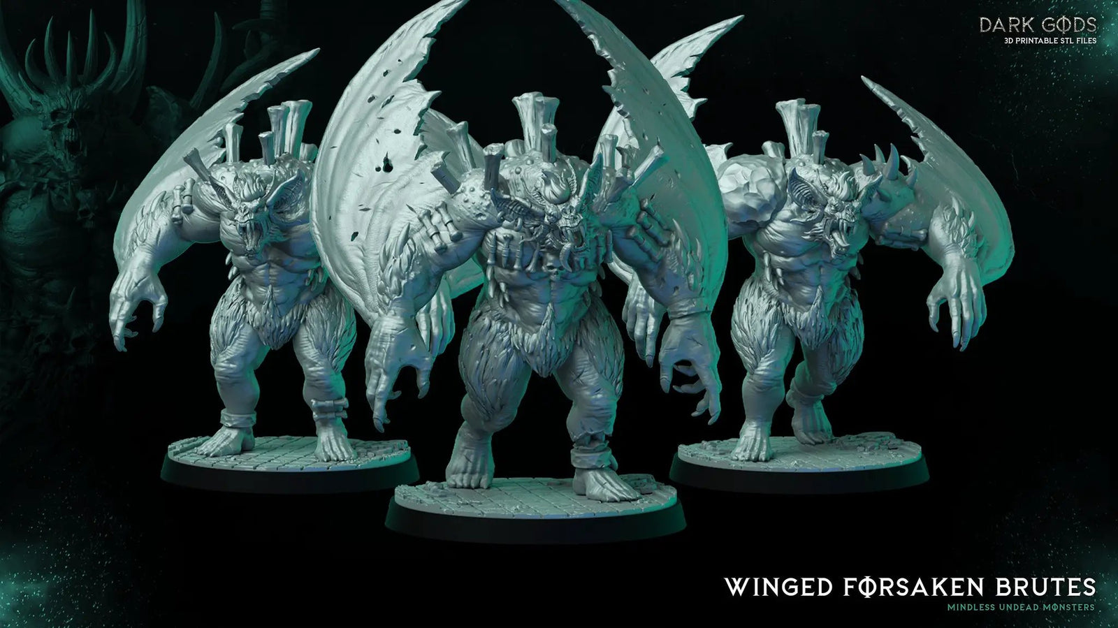 3D printed Hybrid Chiropterror miniature from Dark Gods Miniatures by Last Hope Miniatures, showing detailed dragon-like creature in gray resin.