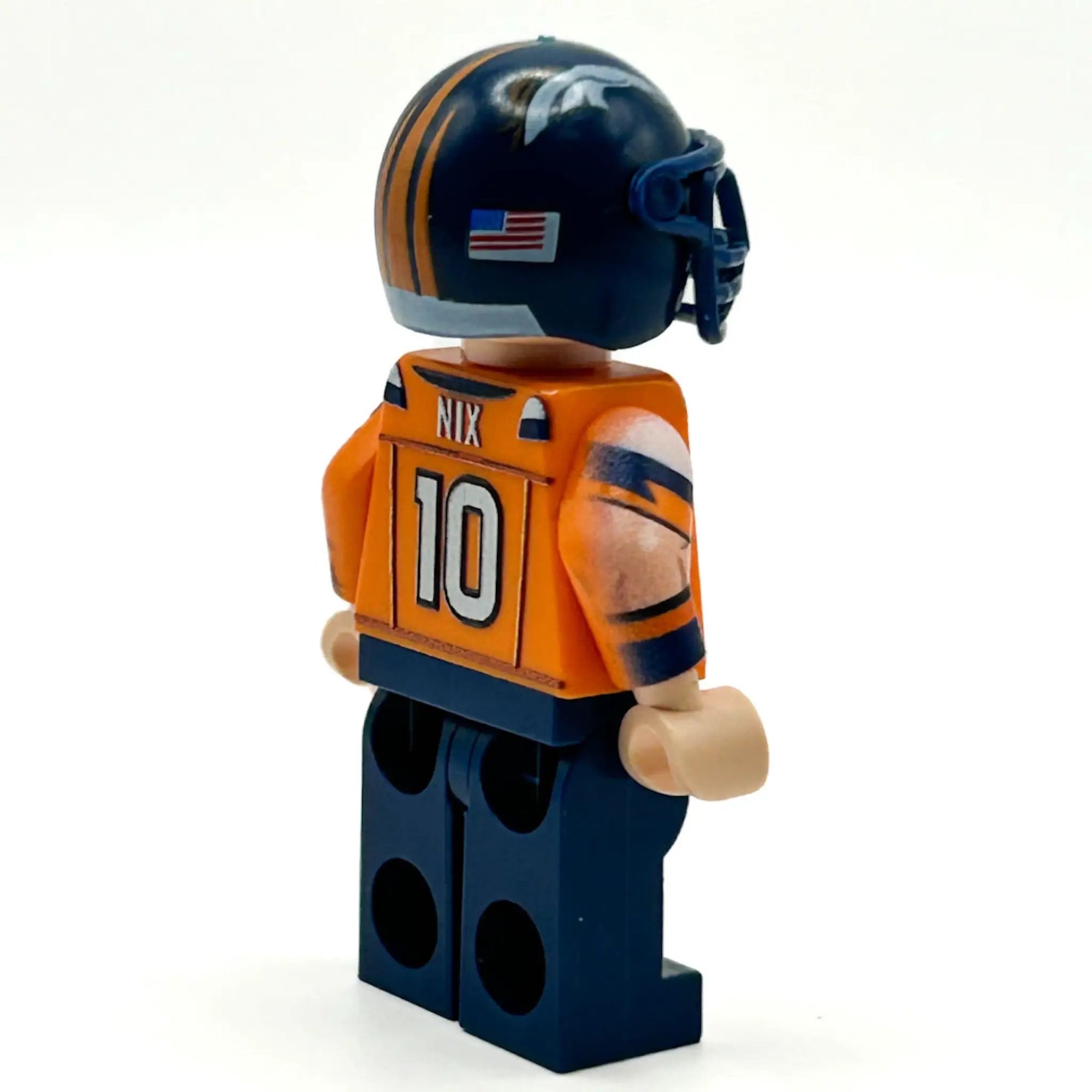 #10 QB Broncos Football Player Minifig made using LEGO parts - B3 Customs by B3 Customs