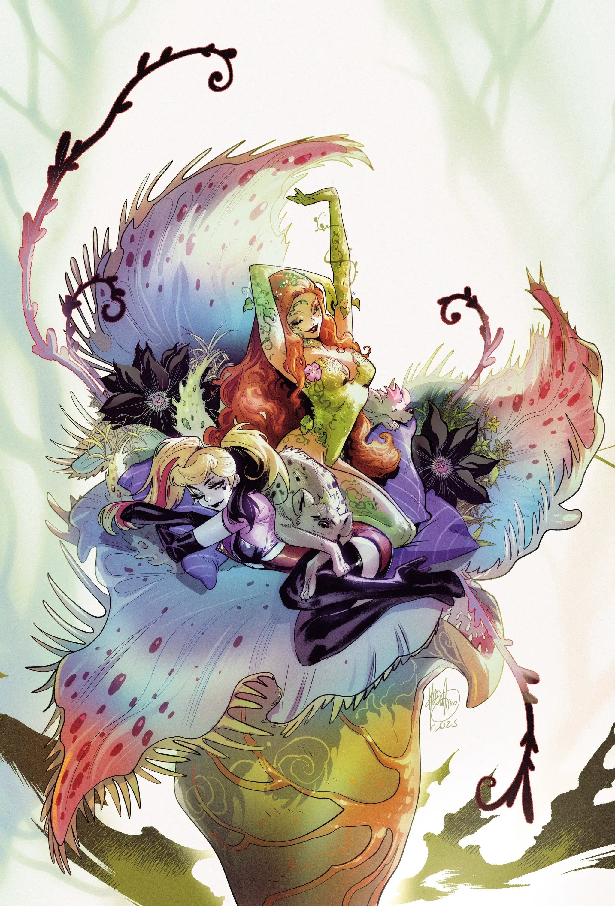 Comic book cover for Harley and Ivy: Life and Crimes #4 featuring vibrant artwork by Erica Henderson, published by Lunar Distribution.