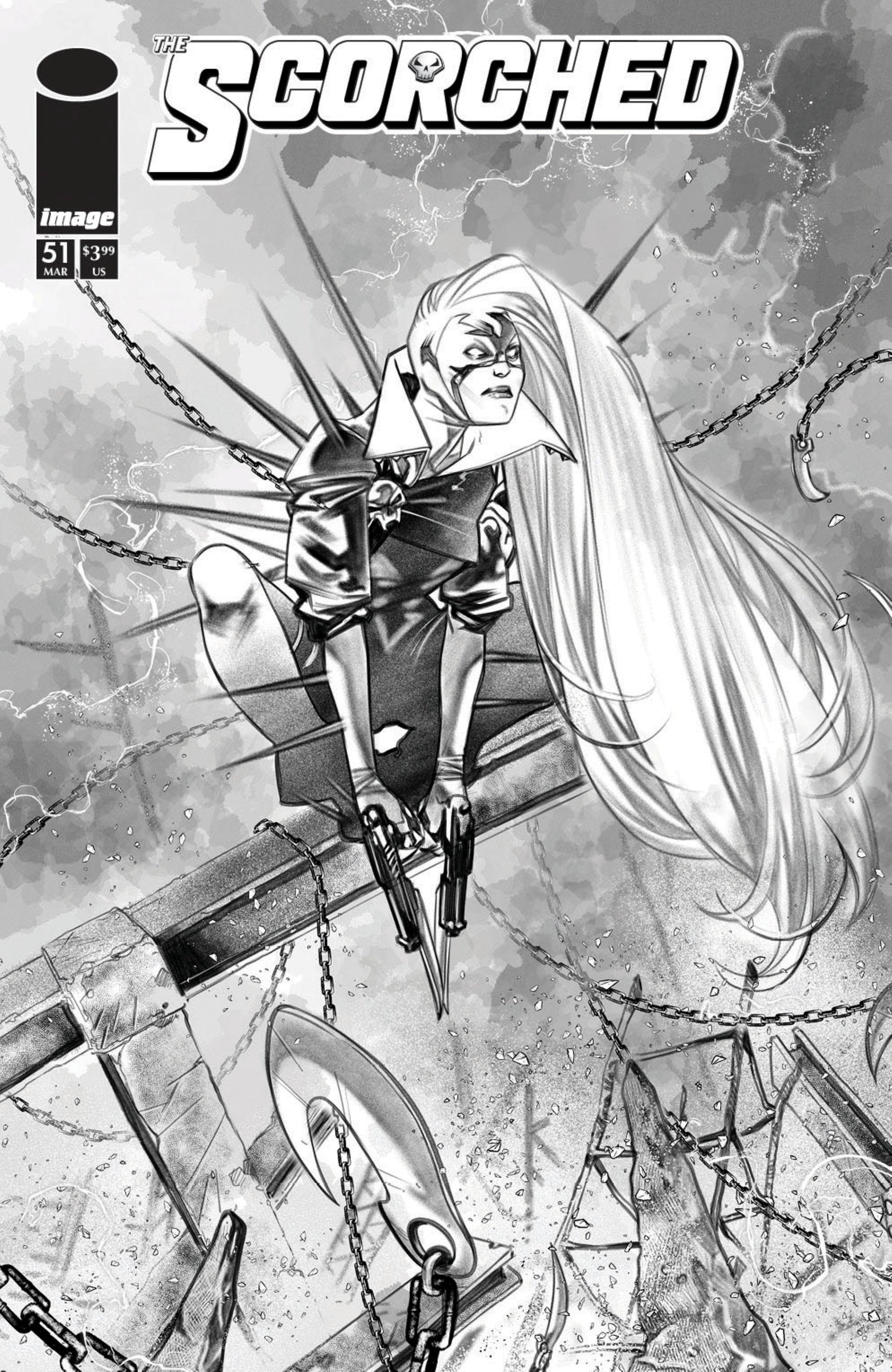 Comic book Spawn Scorched #51 by Lunar Distribution, featuring cover art with dark, intense imagery and detailed character illustrations.