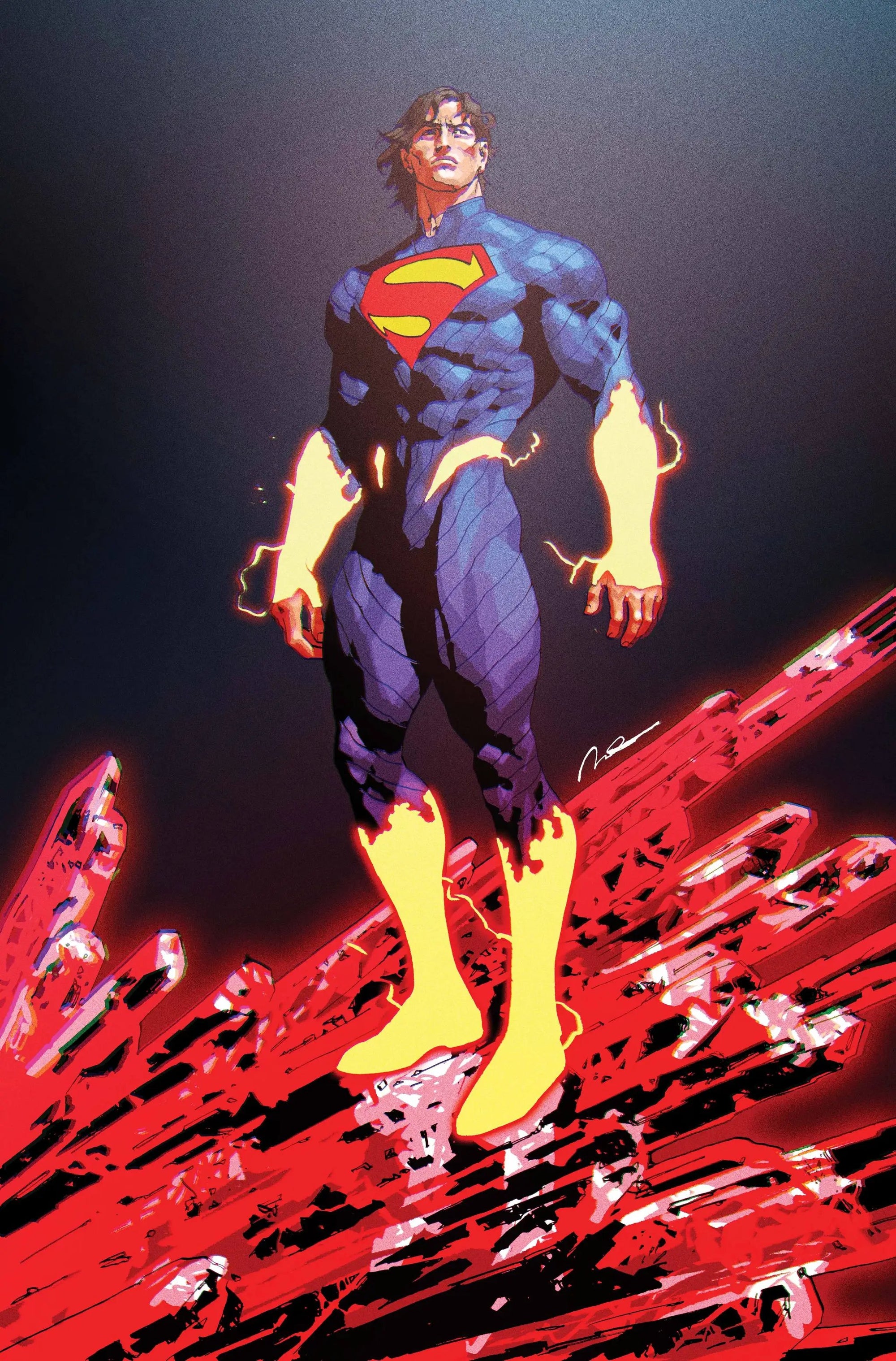 Comic book cover for Absolute Superman #18 featuring Superman in a dynamic action pose, illustrated by Rafa Sandoval.