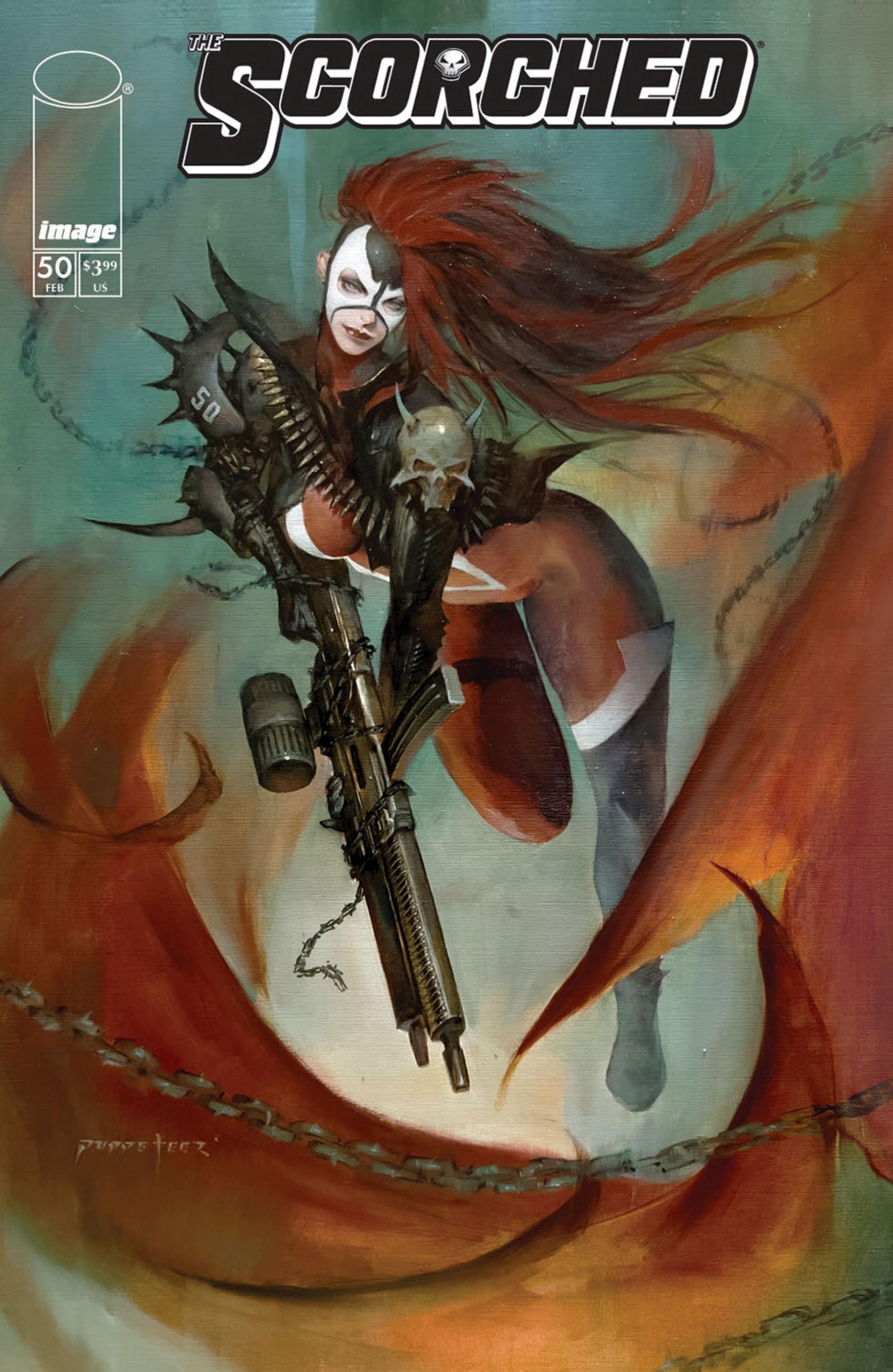 Comic book Spawn Scorched #50 by Todd McFarlane featuring dynamic cover art from Lunar Distribution.