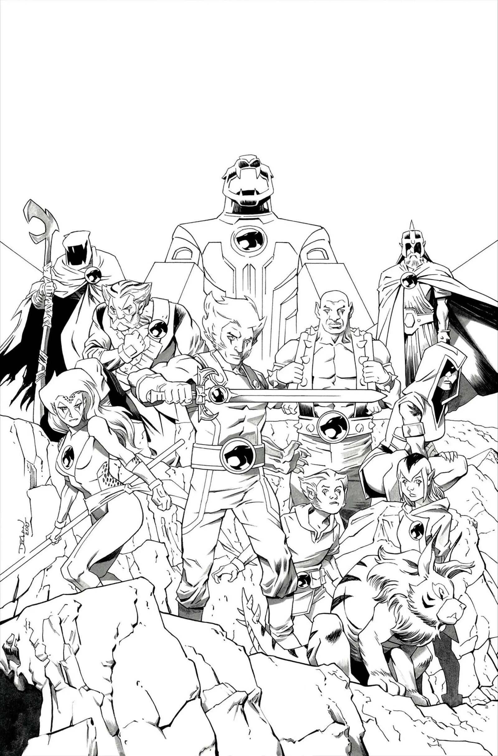 Thundercats #25 comic book cover featuring Declan Shalvey line art virgin variant, detailed line art and vibrant colors.