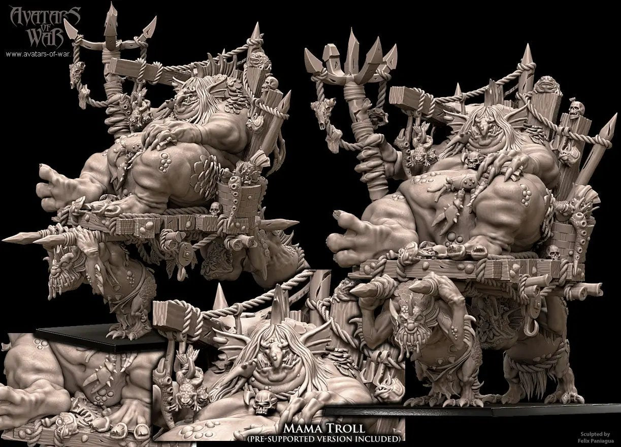 3D printed Momma Troll by Avatars of War by Last Hope Miniatures