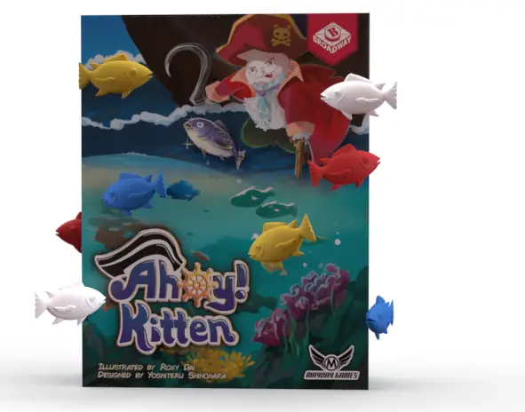 Ahoy Kitten casual game by Mayday Games featuring colorful kittens and fish on the game board for 2-6 players.