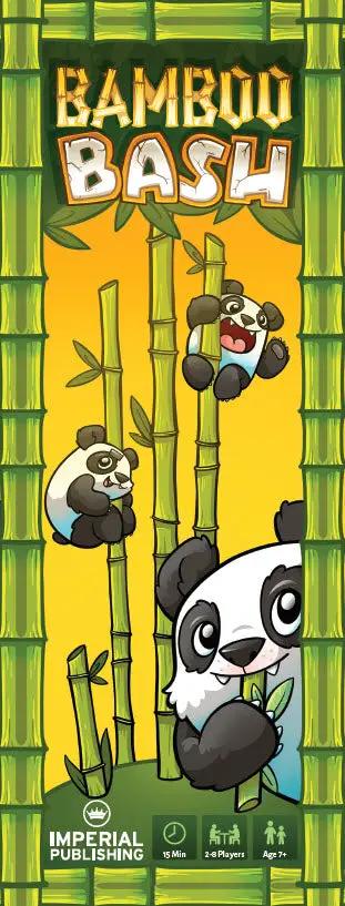 Bamboo Bash 2-8 Player panda-themed dexterity game by Mayday Games, featuring bamboo game components and playing cards.