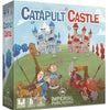 3D image of Catapult Castle medieval dexterity game box for 1-4 players by Mayday Games, featuring colorful castle artwork.