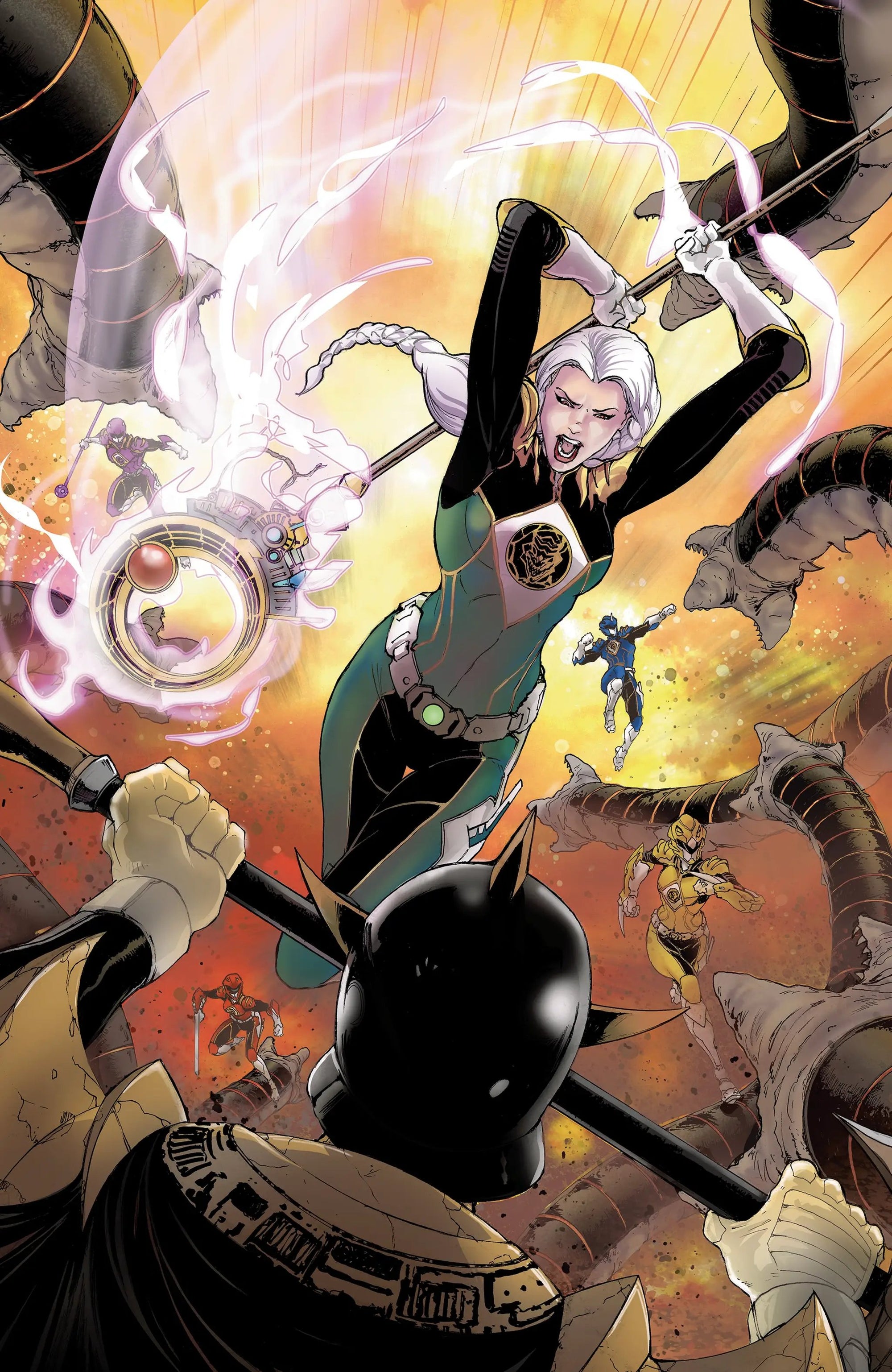 Power Rangers Prime #16 comic book by Penguin Random House featuring characters in dynamic action poses.