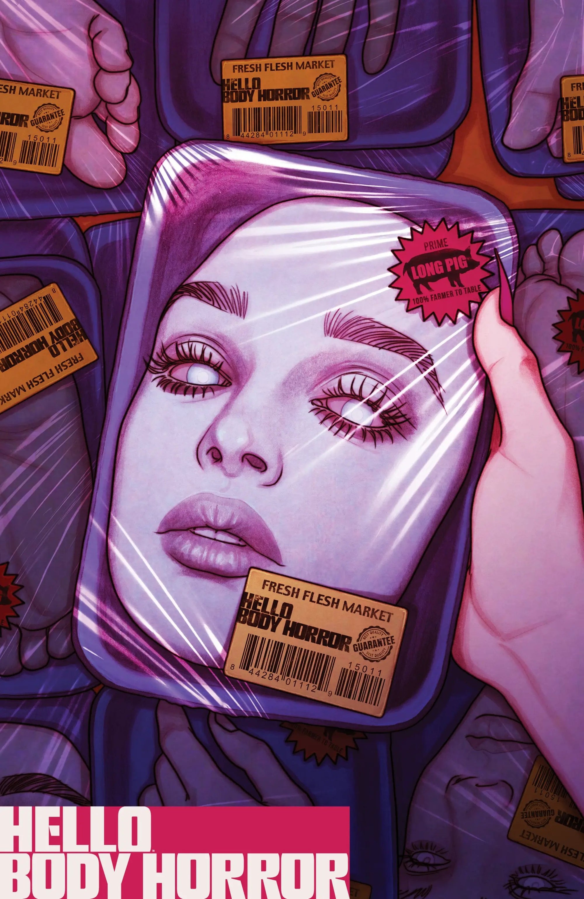 Cover of Hello Body Horror #1 comic book by Penguin Random House, featuring dark, unsettling artwork and bold lettering.