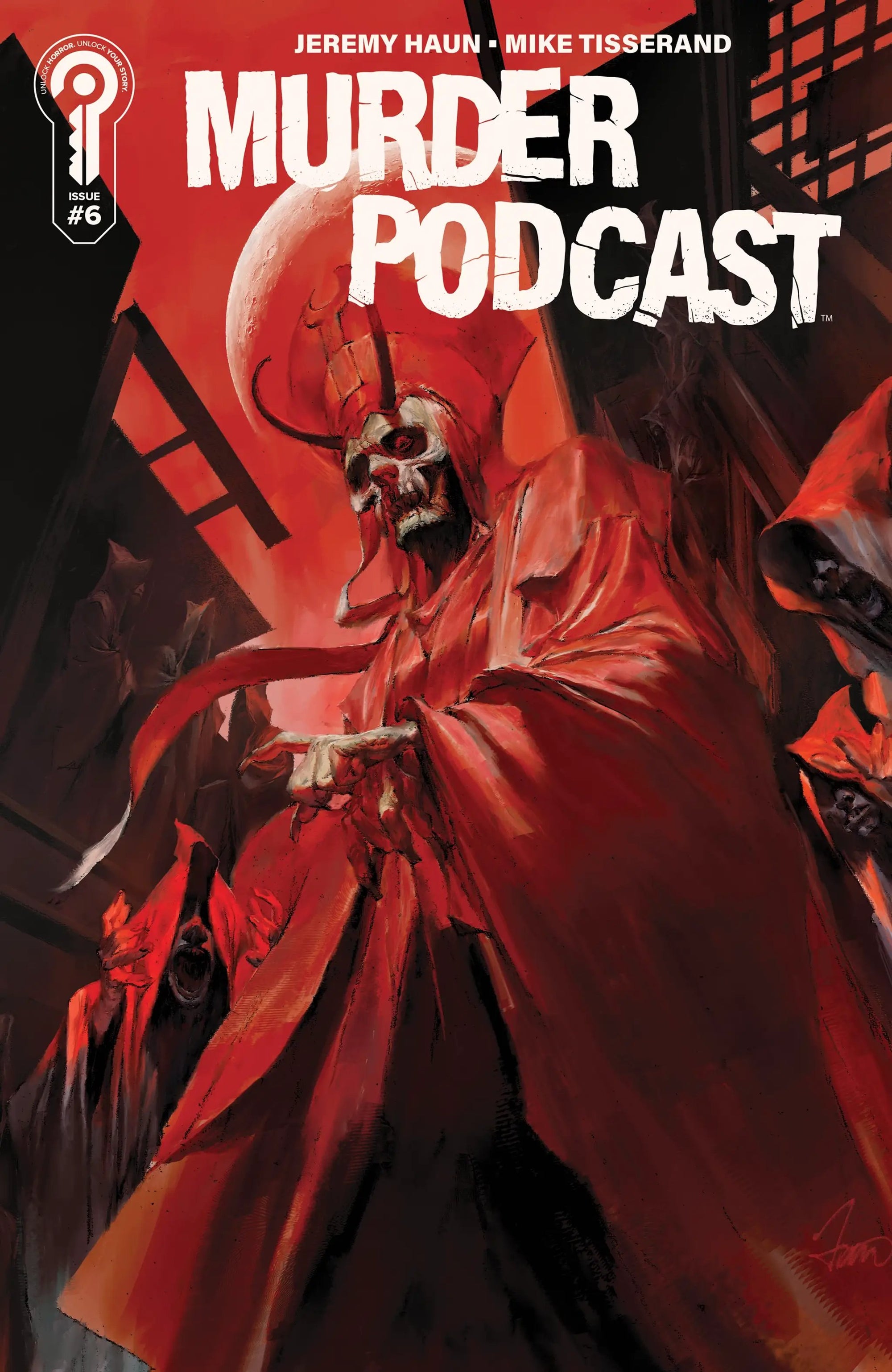 Cover of Murder Podcast #6 comic book by Jeremy Haun, published by Penguin Random House, featuring dark, mysterious artwork.