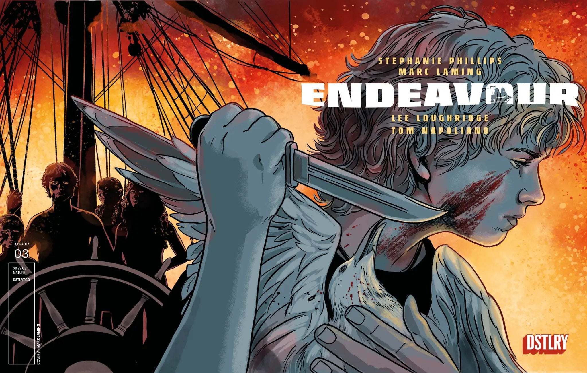 Cover of "ENDEAVOUR #3" comic book by Penguin Random House featuring illustrated artwork by Marc Laming.
