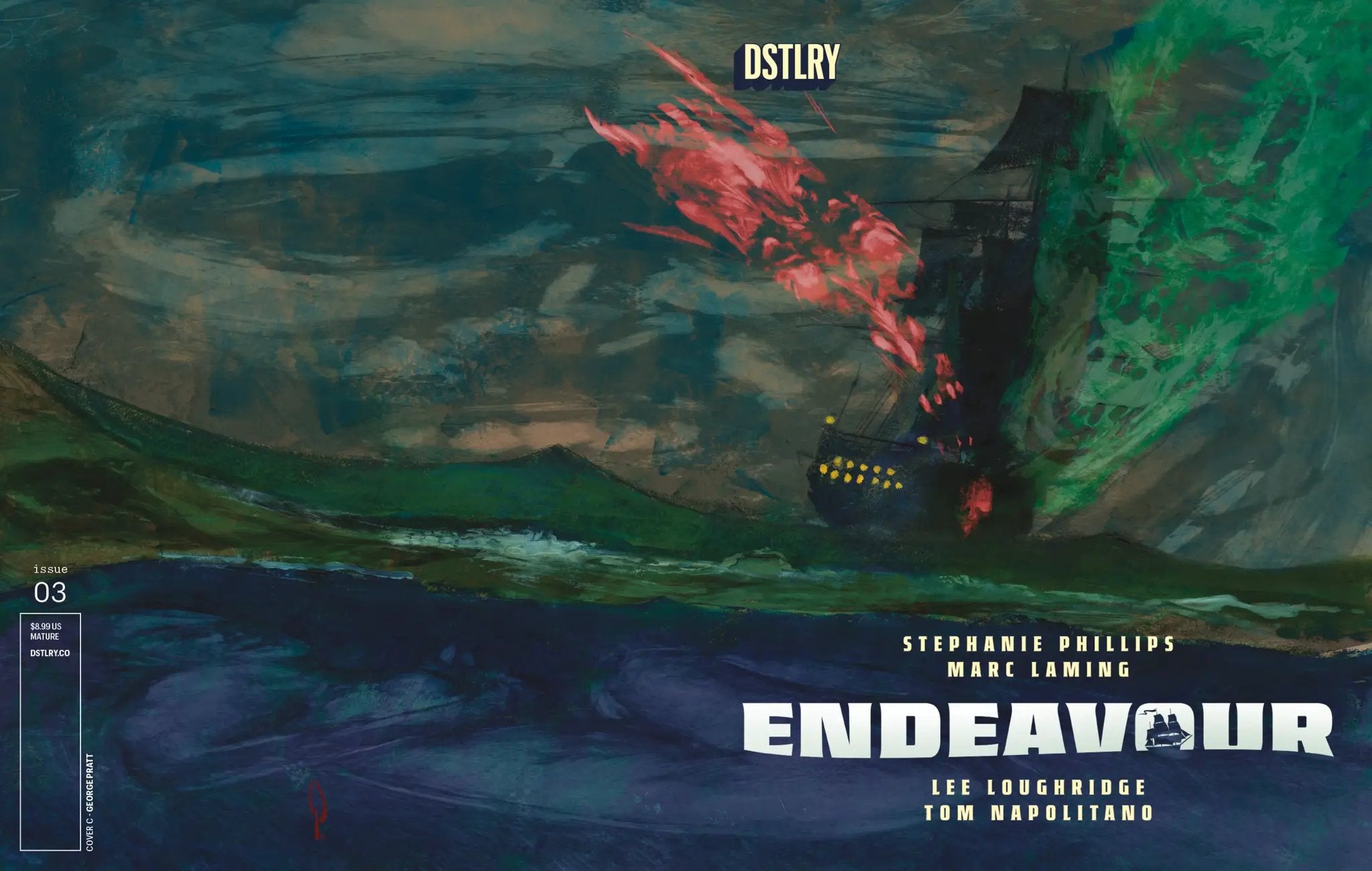 Comic book titled ENDEAVOUR #3 by Penguin Random House, featuring colorful cover art with illustrations by Marc Laming.
