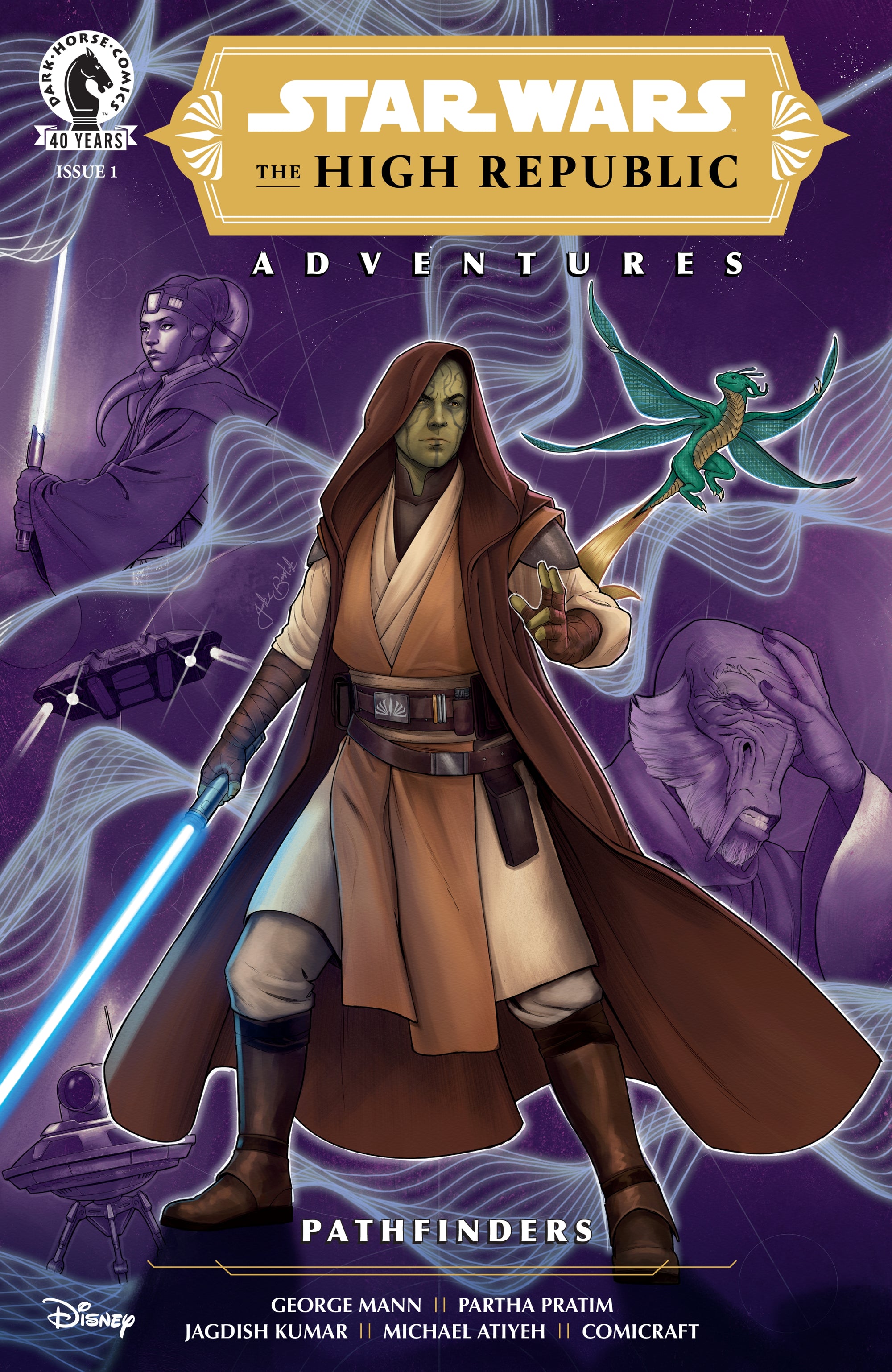 Star Wars: The High Republic Adventures—Pathfinders #1 comic book by Penguin Random House, featuring cover art by Jake Bartok.