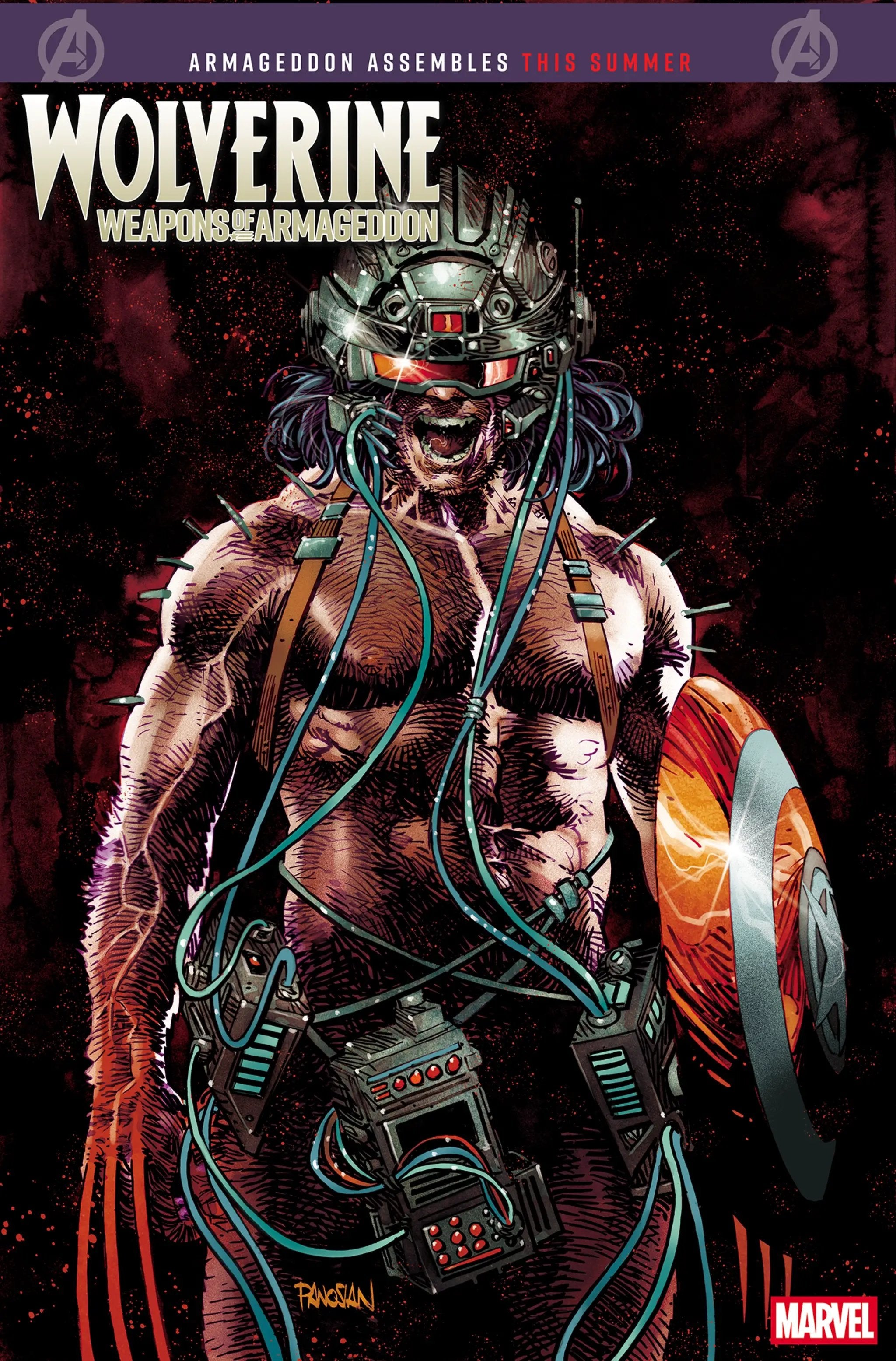 Comic book cover of Wolverine: Weapons of Armageddon #1 variant by Dan Panosian, featuring Wolverine in a dynamic action pose.