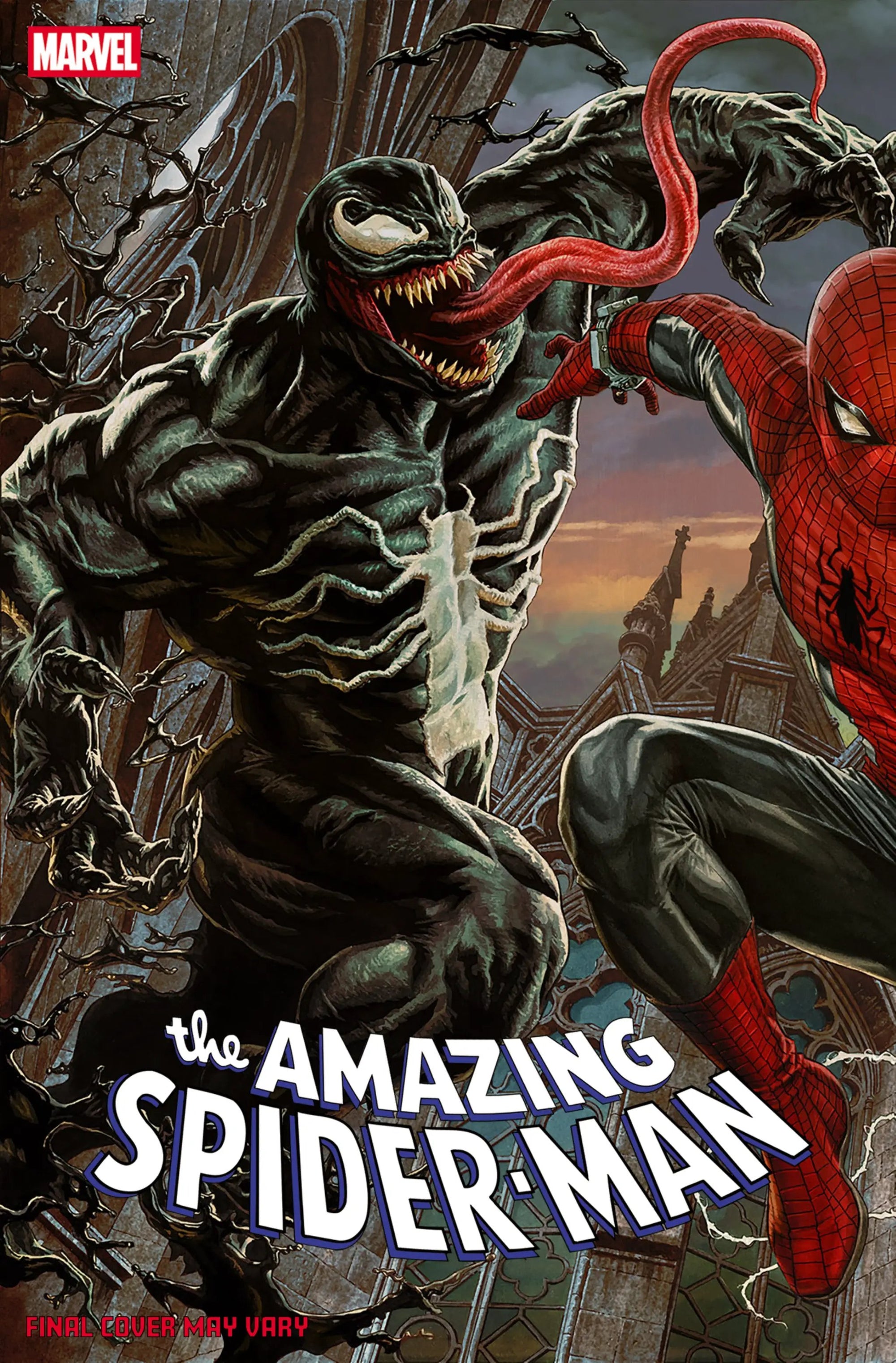 Cover of Amazing Spider-Man #23 comic book by Penguin Random House featuring Spider-Man in action.