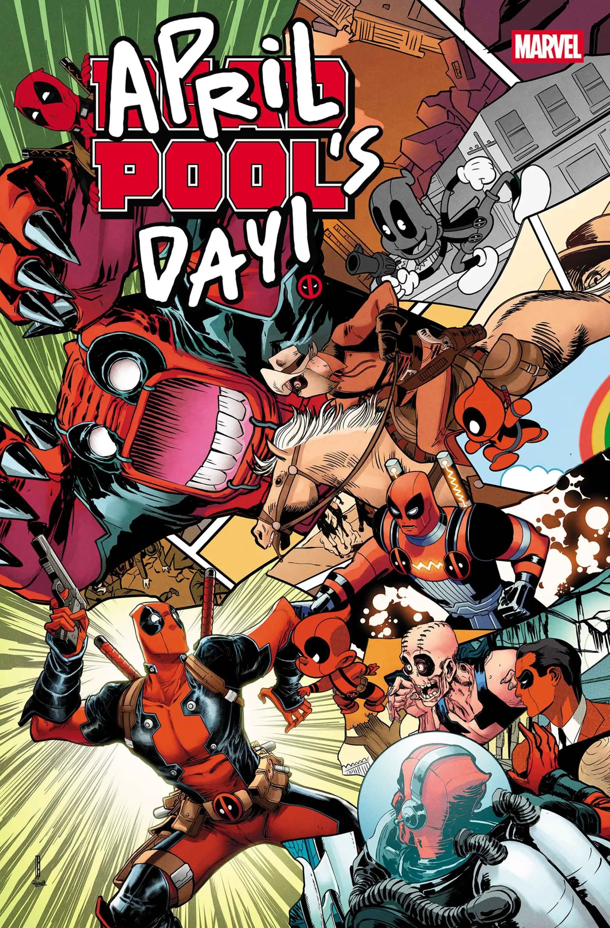 Cover of Deadpool: April Pool's Day #1 comic book by Penguin Random House featuring Deadpool in a humorous pose.