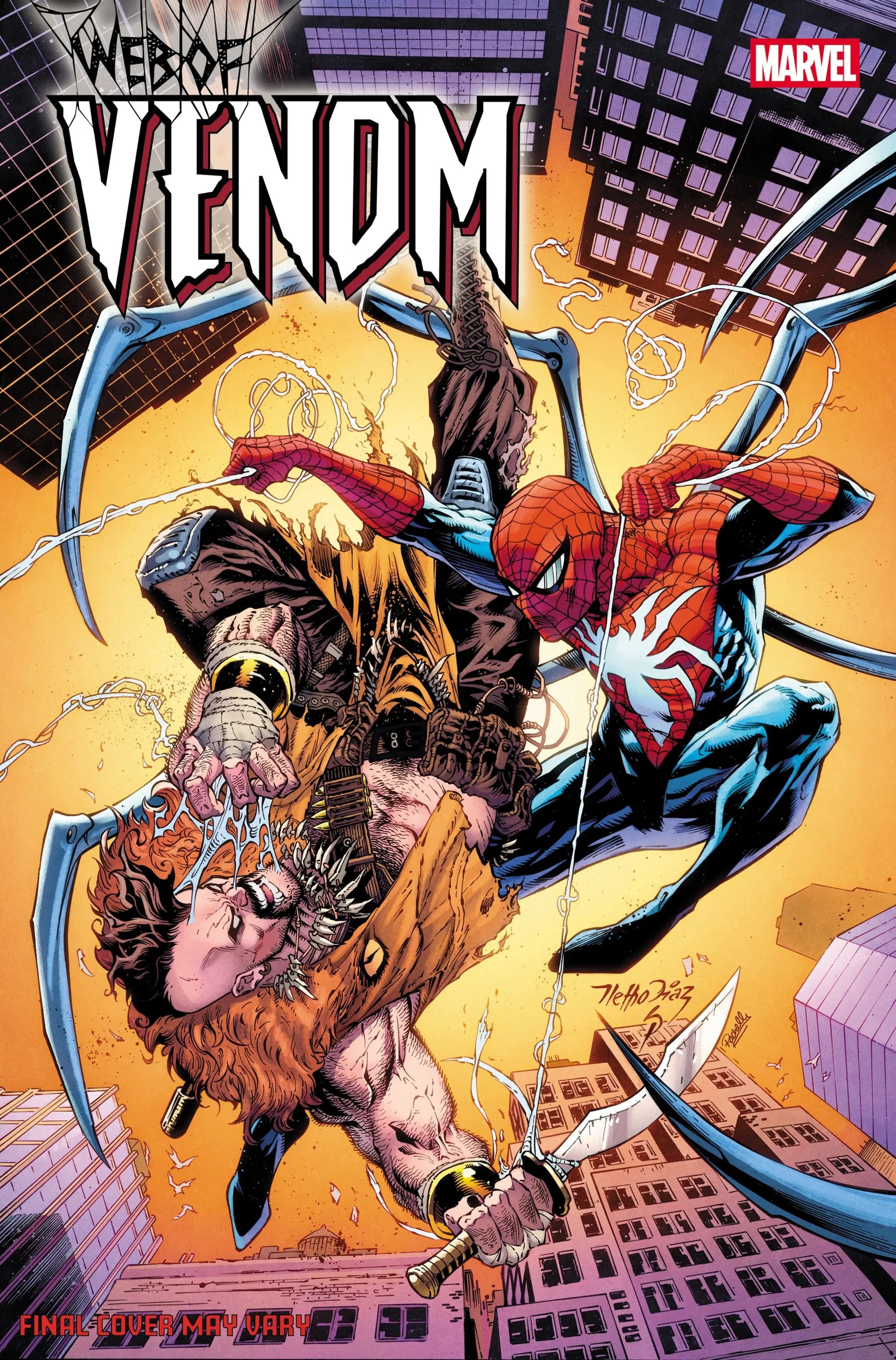 Cover of the "Web of Venom #1" comic book published by Penguin Random House, featuring Venom on the main cover.