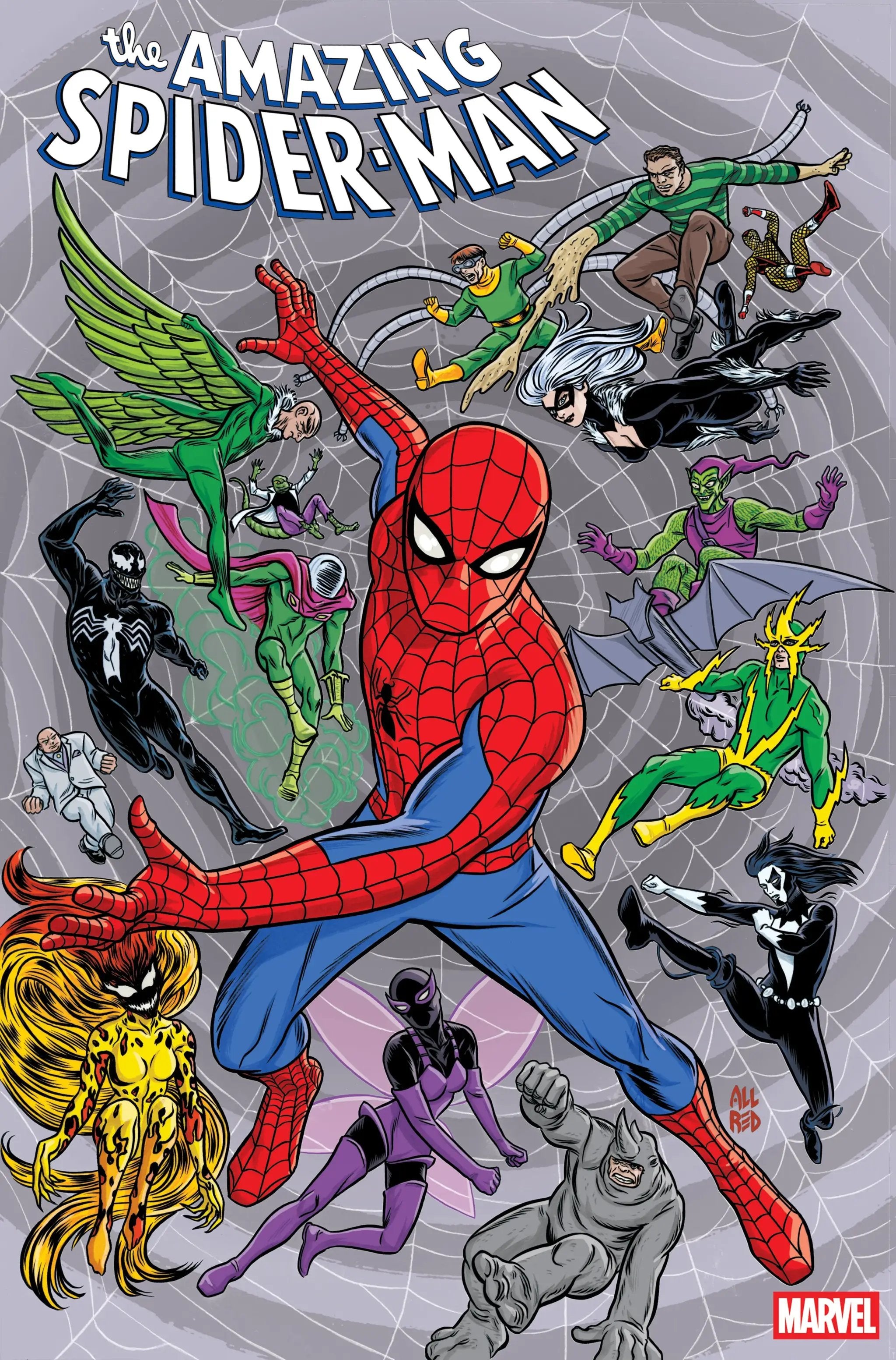 Comic book cover of Amazing Spider-Man #28, Mike Allred variant, featuring Spider-Man in dynamic action artwork.