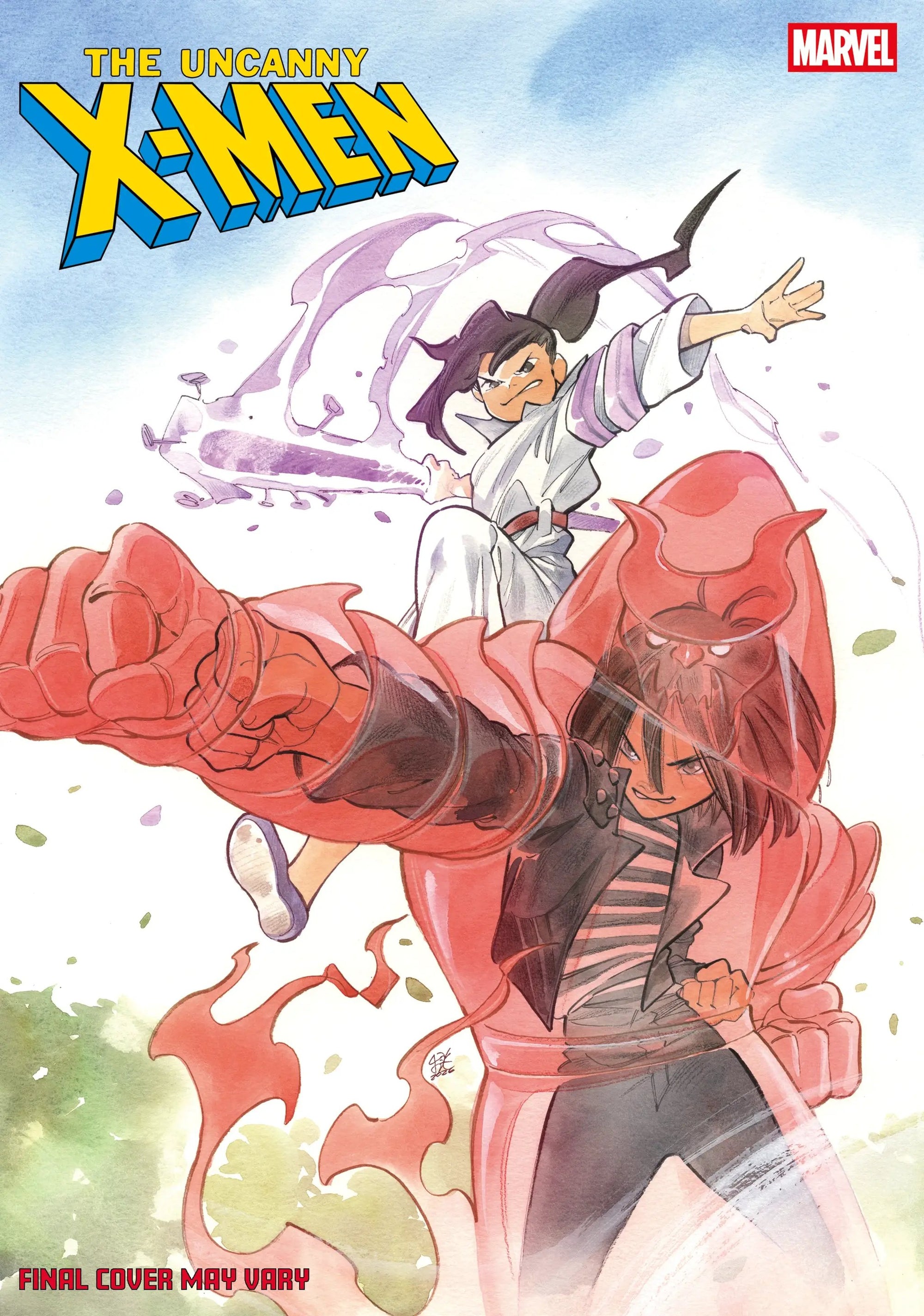 Close-up of UNCANNY X-MEN #27 comic book by Penguin Random House, featuring vivid cover art with X-Men characters.