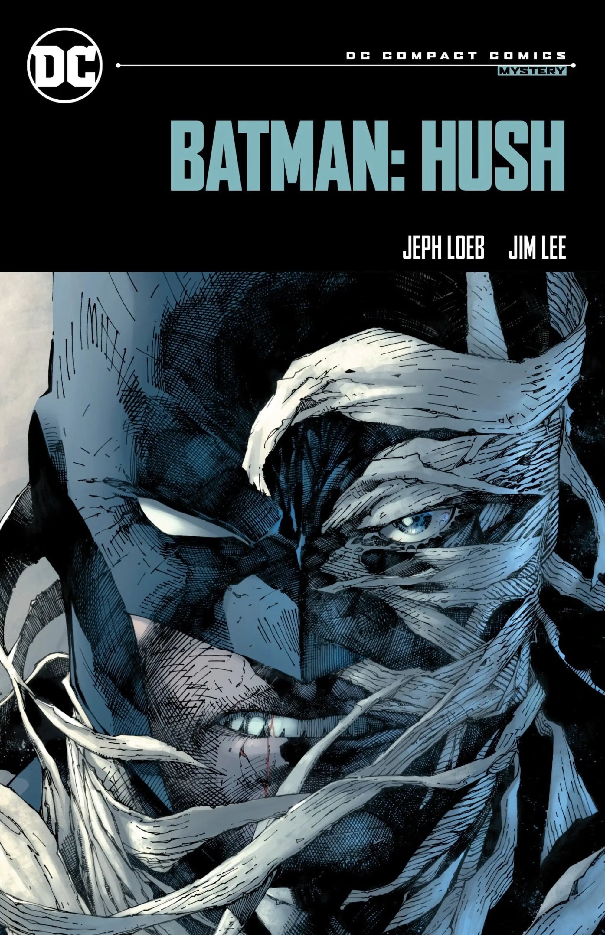 Batman: Hush DC comic graphic novel in compact edition, featuring Batman and detailed cover art from Penguin Random House.