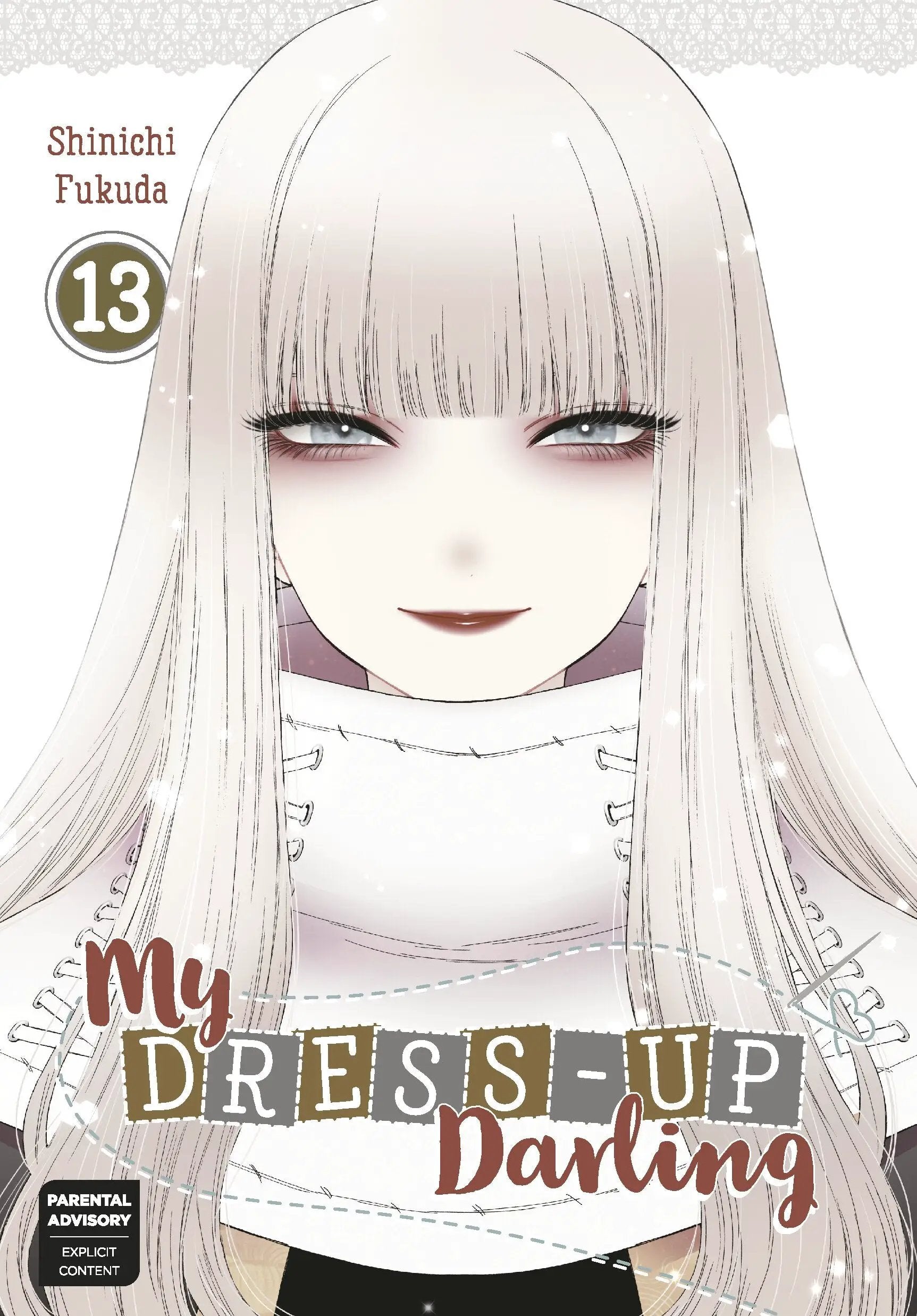 Cover image of "My Dress-Up Darling 13" graphic novel by Penguin Random House, featuring colorful anime-style artwork.