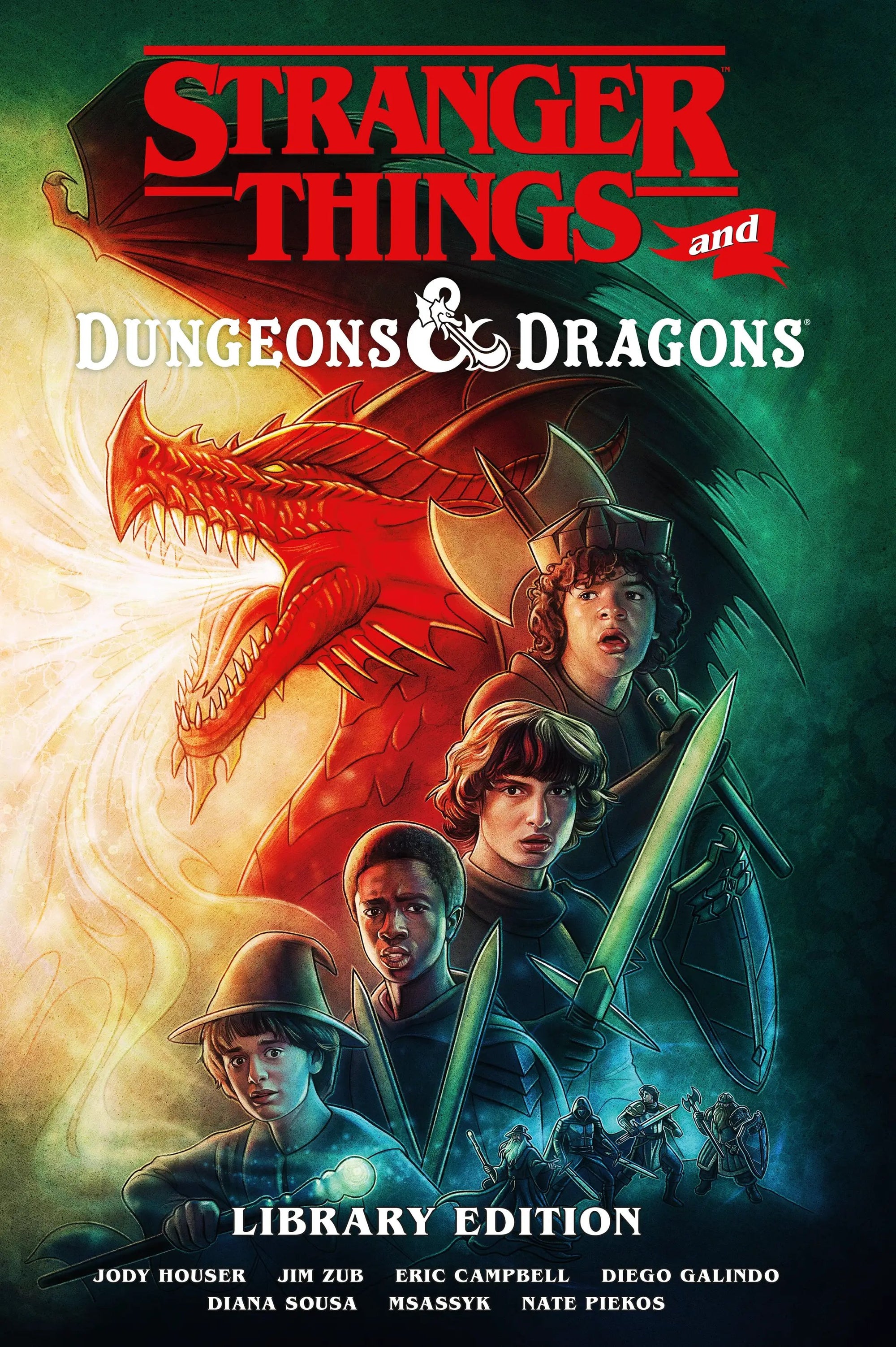 Graphic novel from Penguin Random House featuring Stranger Things and Dungeons & Dragons Library Edition with vibrant cover art.