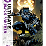 Trade paperback of Ultimate Black Panther by Bryan Hill Vol. 1: Peace and War, featuring cover art with Black Panther character.