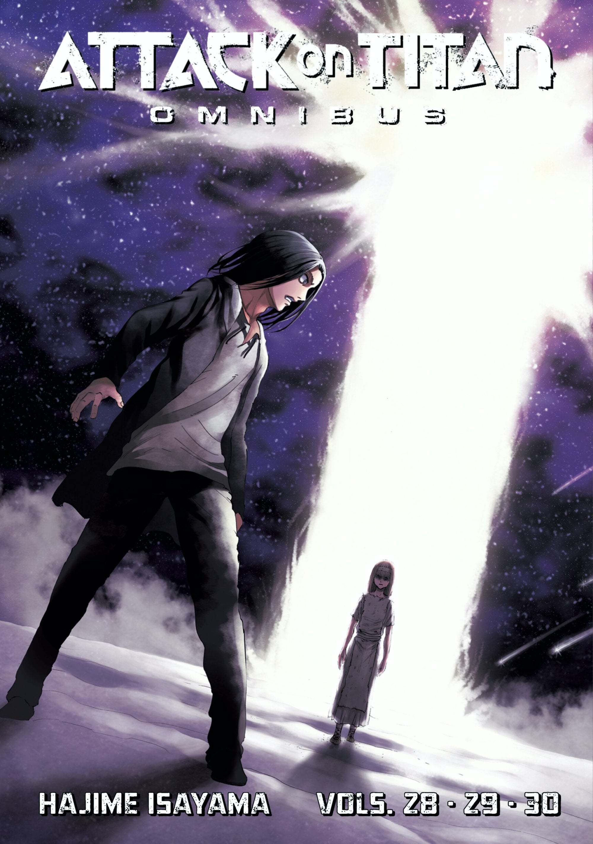 Attack on Titan Omnibus 10 trade paperback by Penguin Random House, featuring volumes 28-30 with cover art and title.